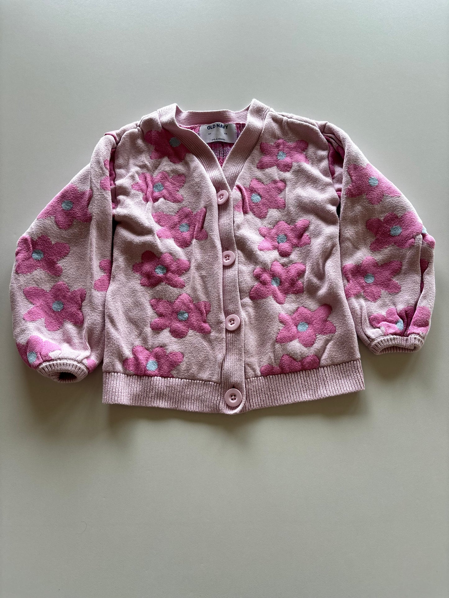 Pink Knit Daisy Cardigan