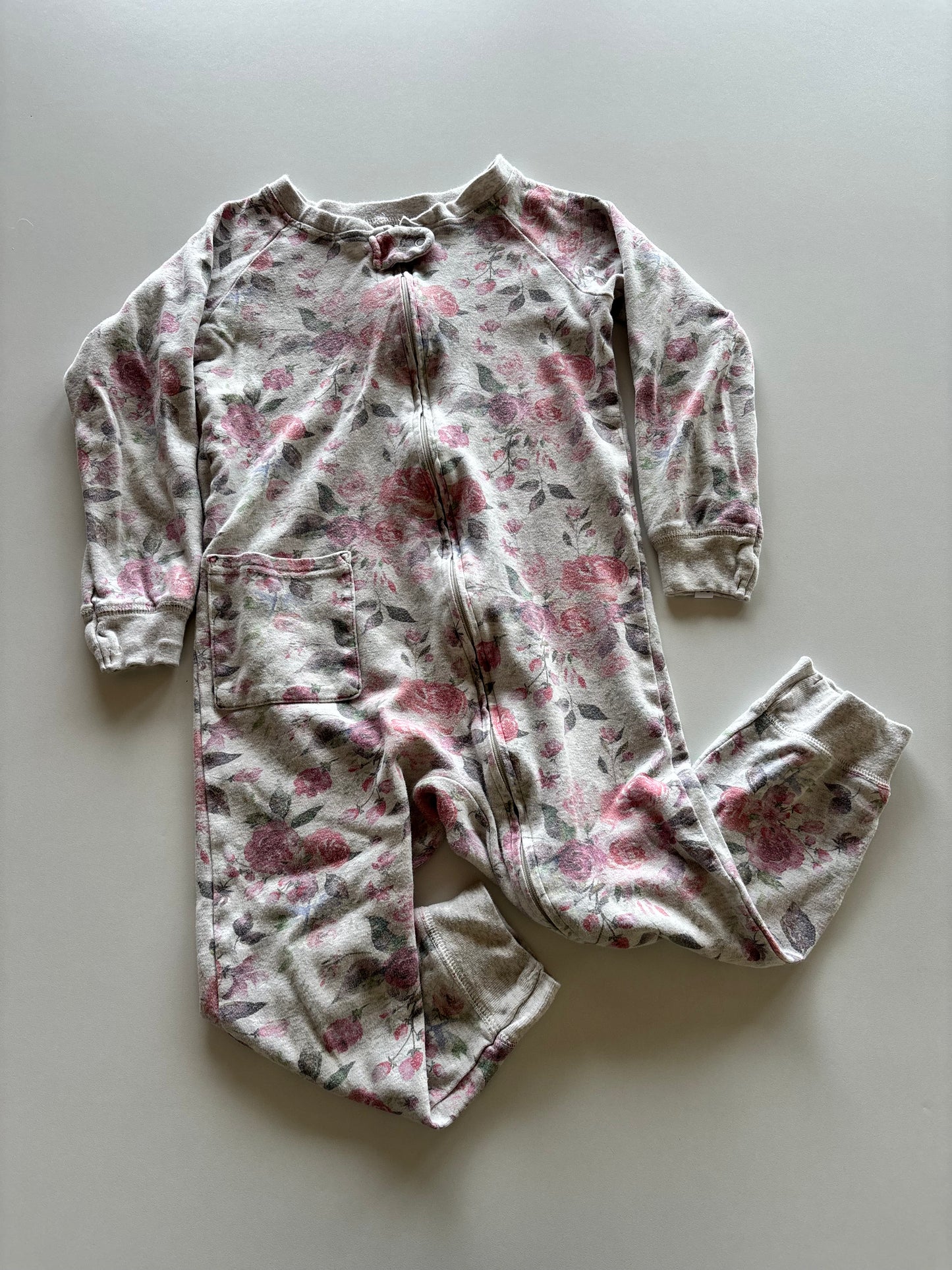 Grey Floral Romper/Sleeper