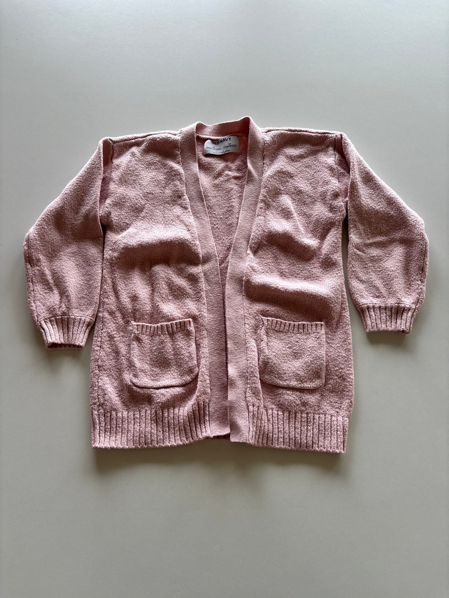 Pink Open Front Knit Cardigan
