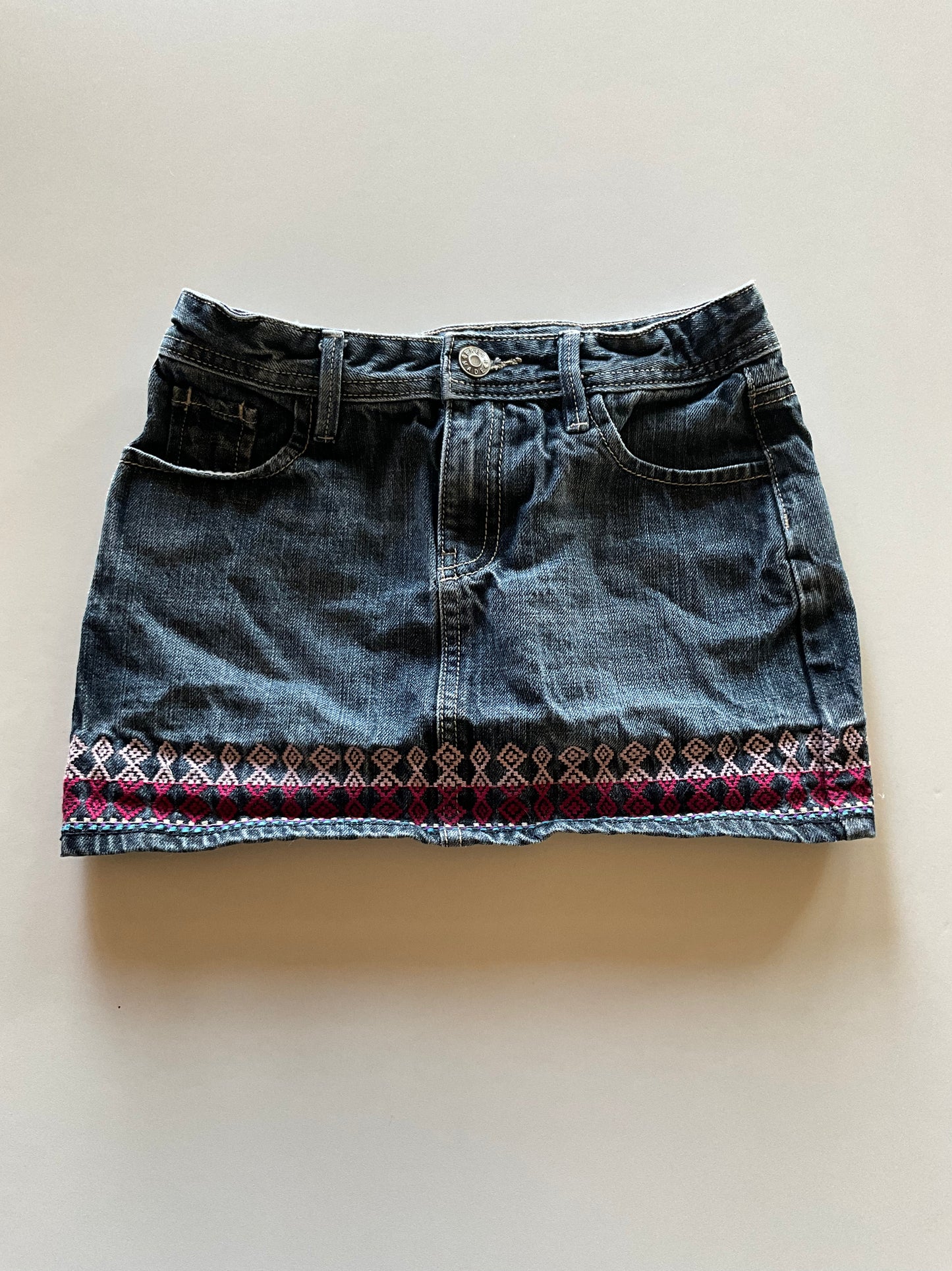 Embroidered Hem Denim Skirt