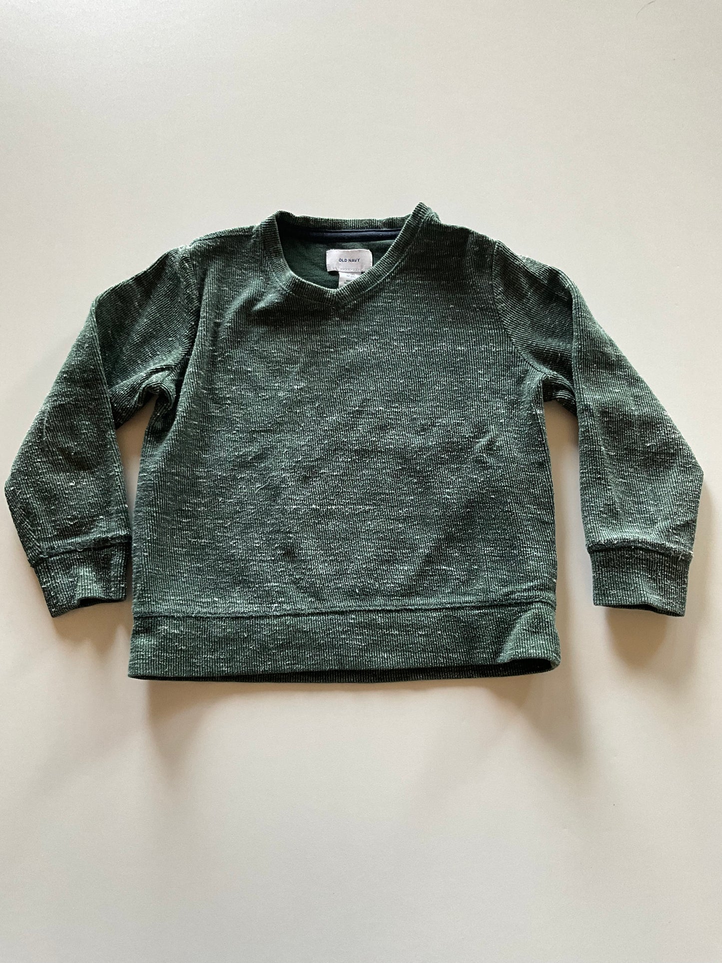 Green Ribbed V Neck Shirt