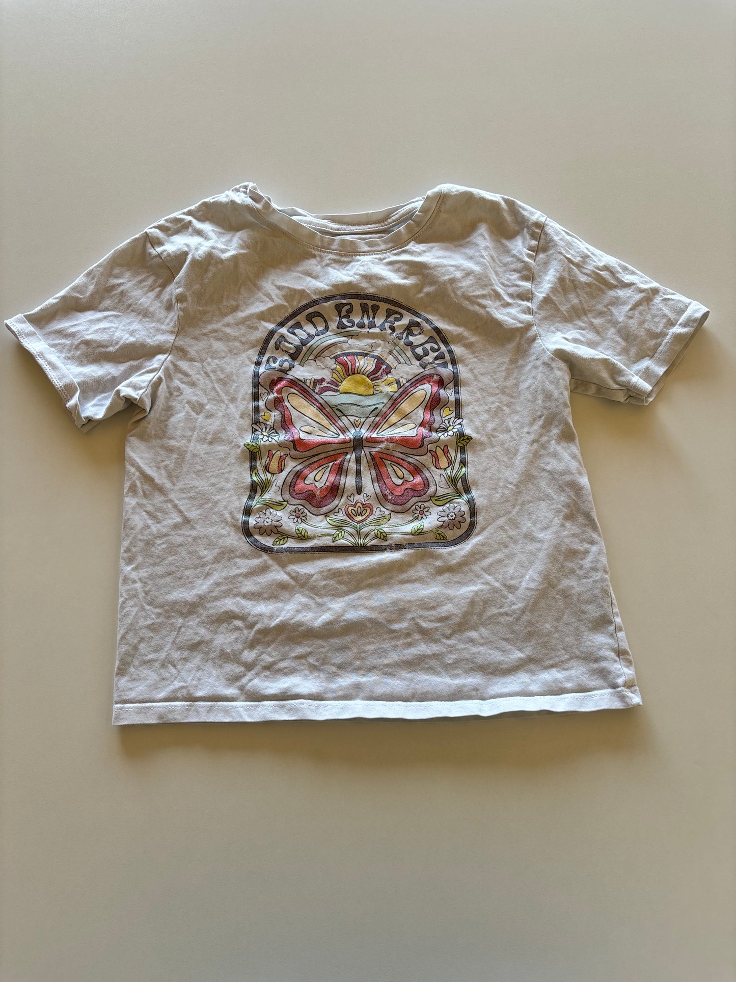 White Good Energy Butterfly Tee