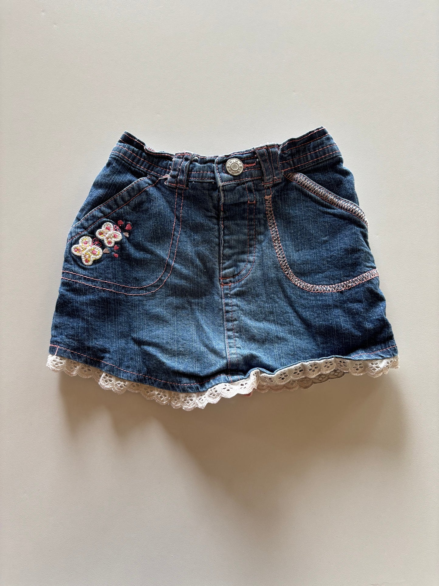 Embroidered Denim Skort