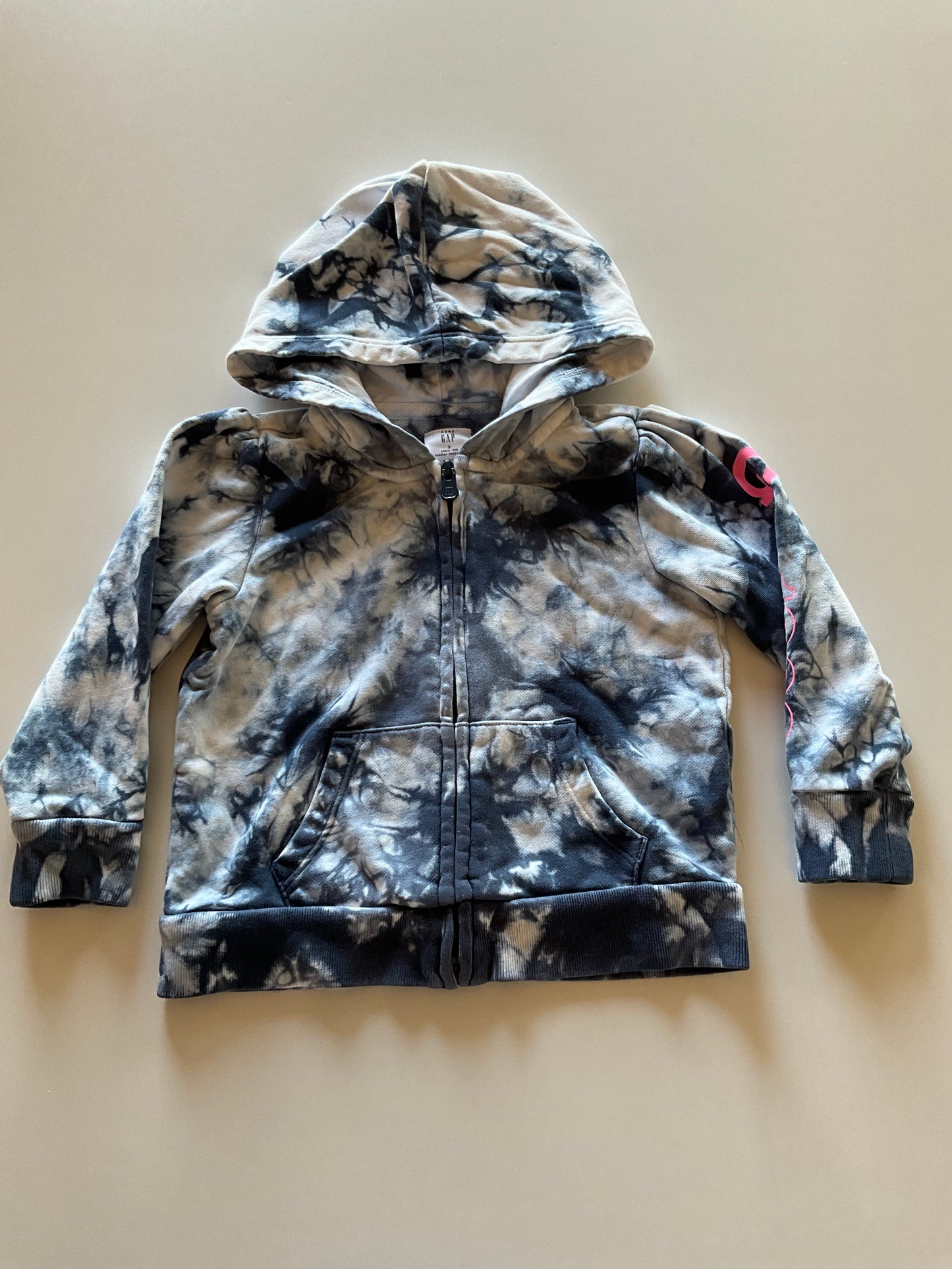 Blue & White Tie Dye Zip Up Hoodie