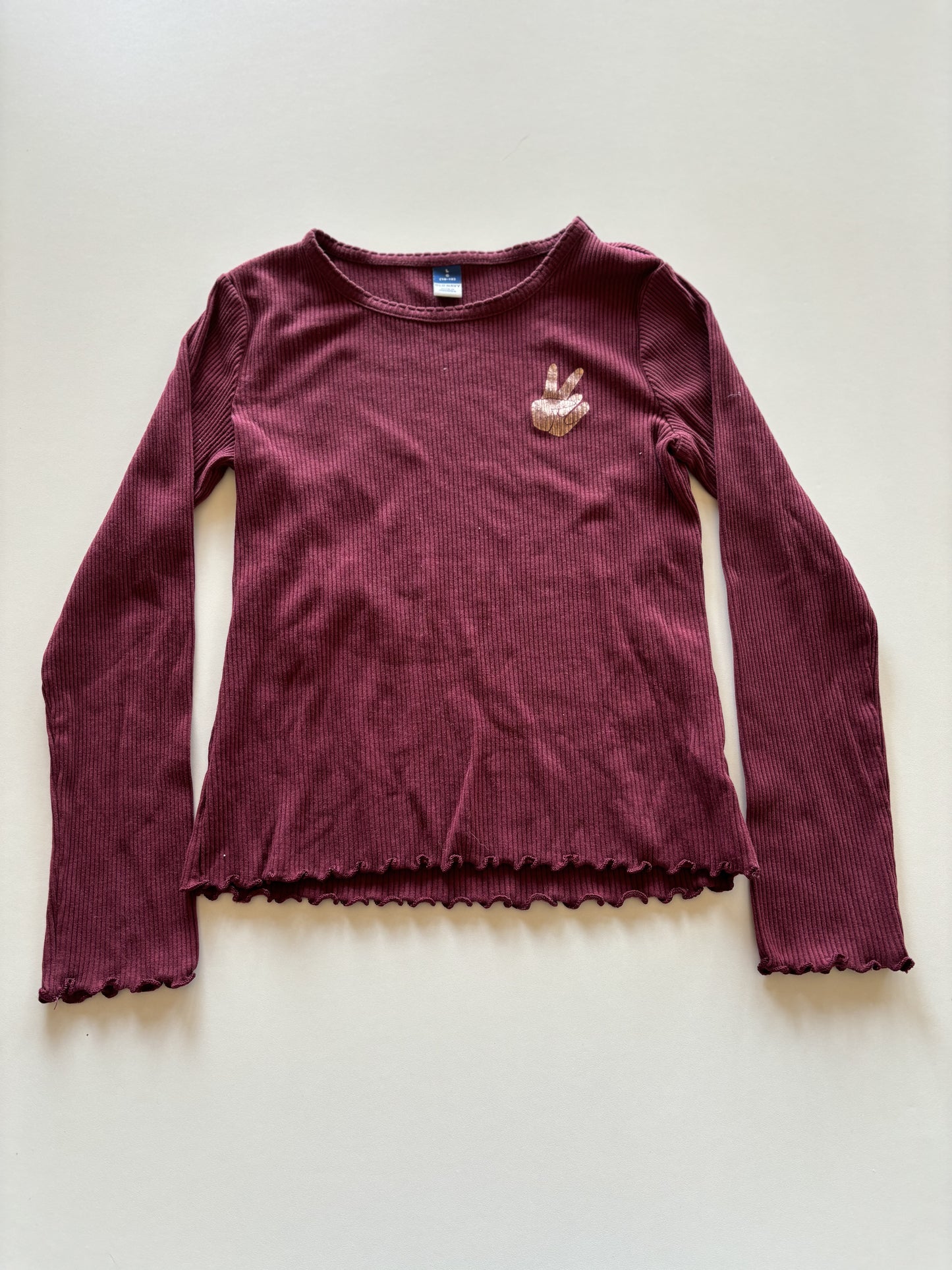 Burgundy Ribbed Peace Shirt