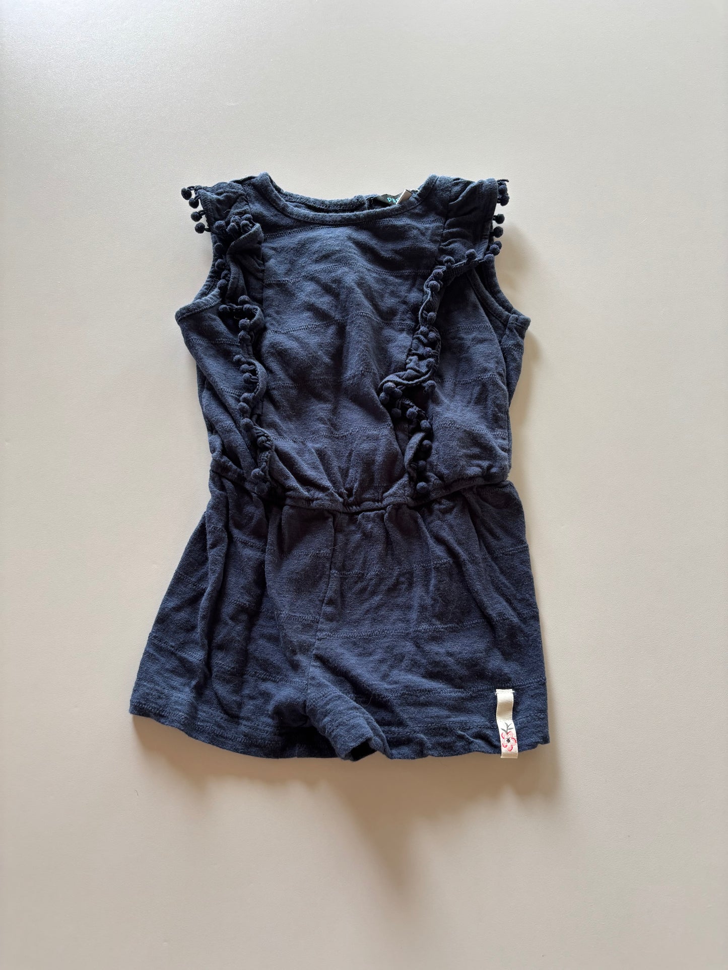 Navy Fringed Romper