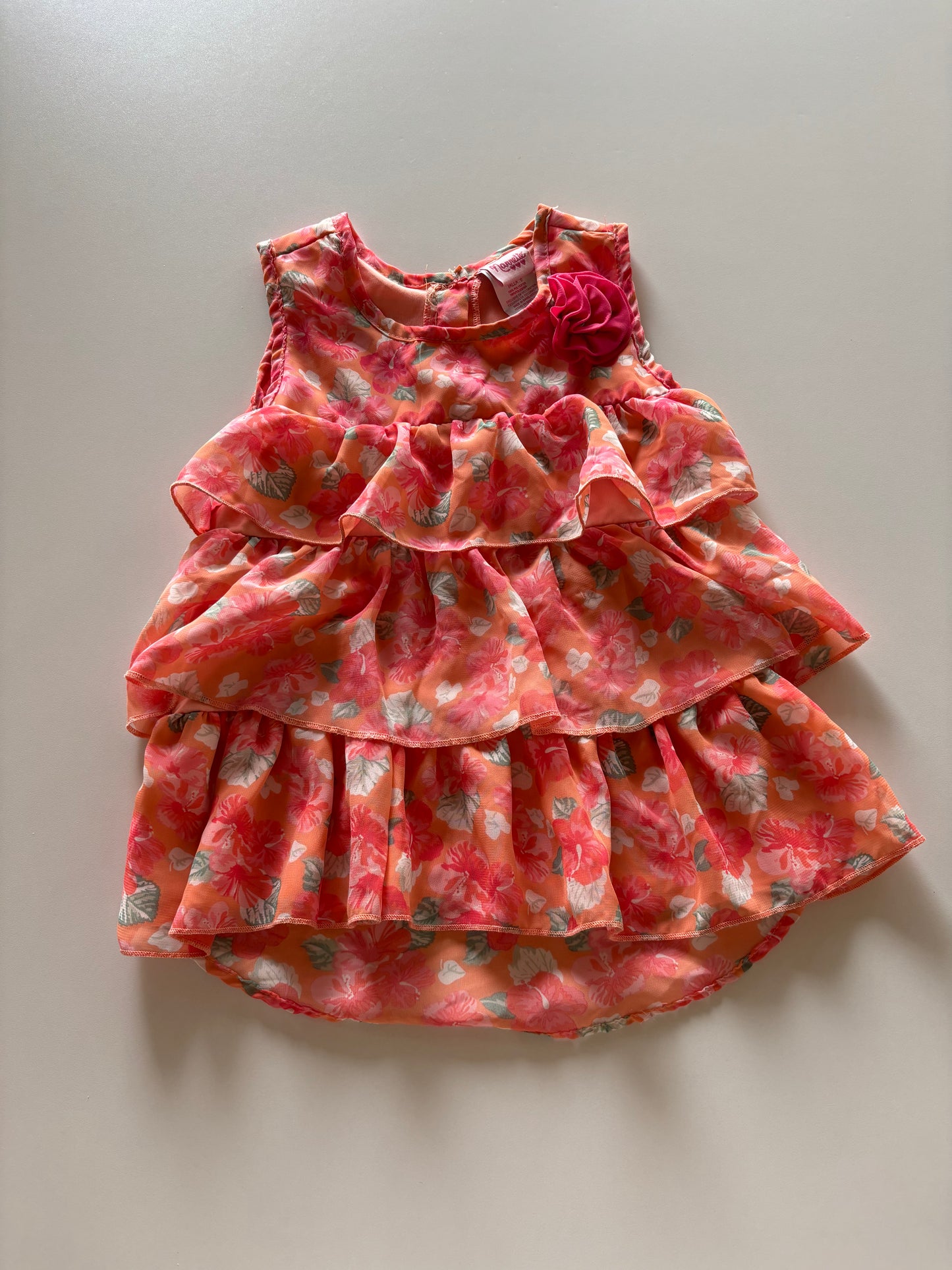 Orange & Pink Floral Tiered Tank