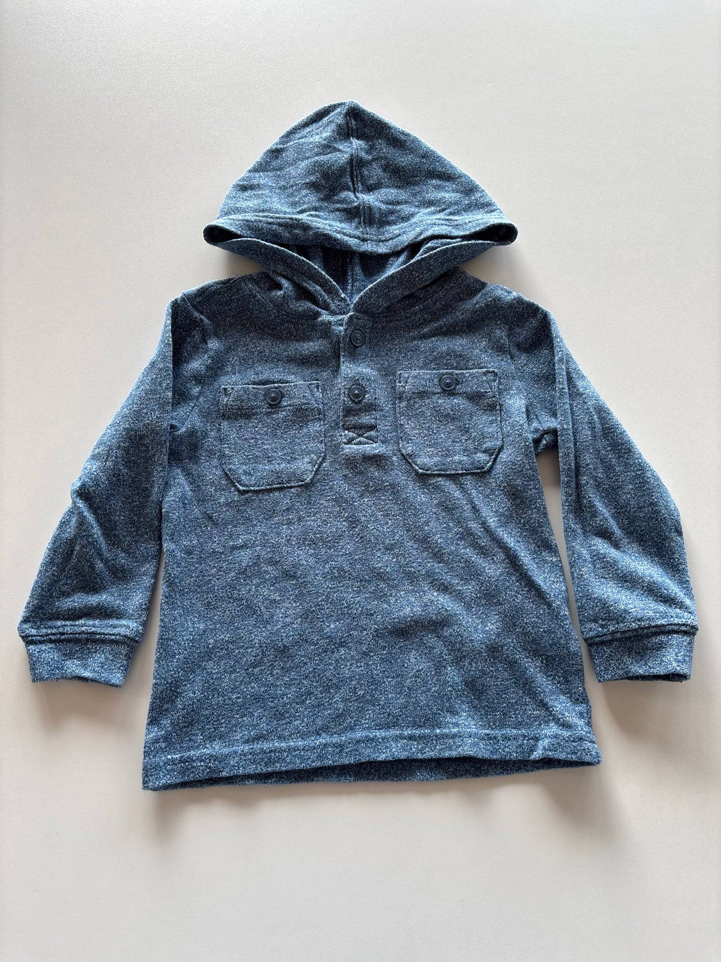 Blue Melange Hooded Henley Shirt