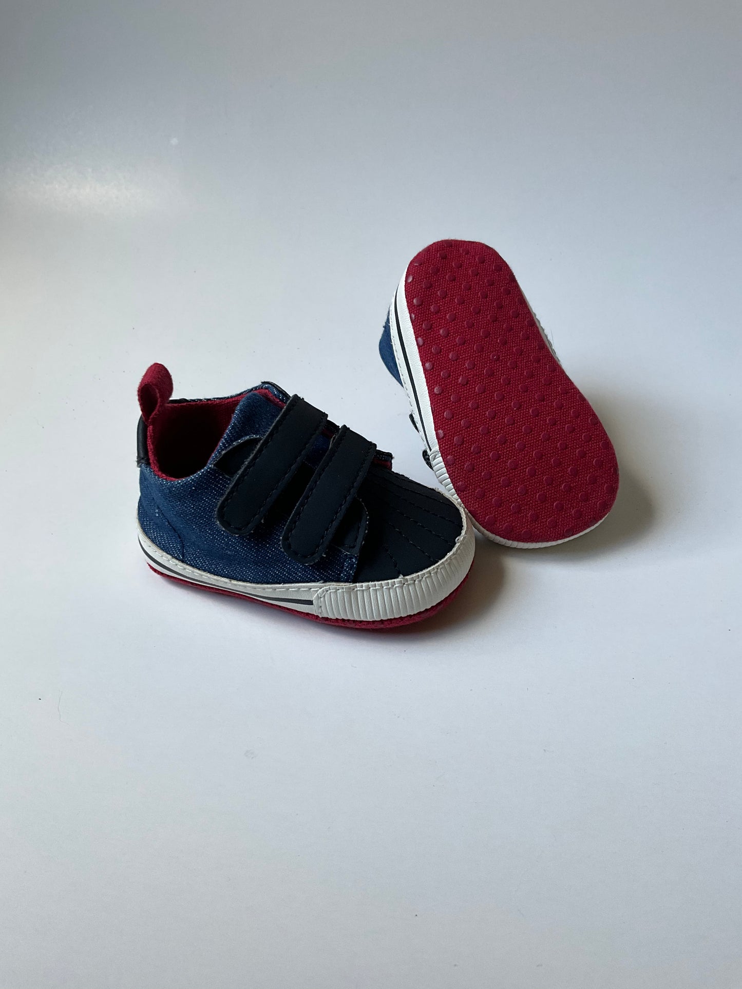 BNWOT Denim & Black Crib Shoes
