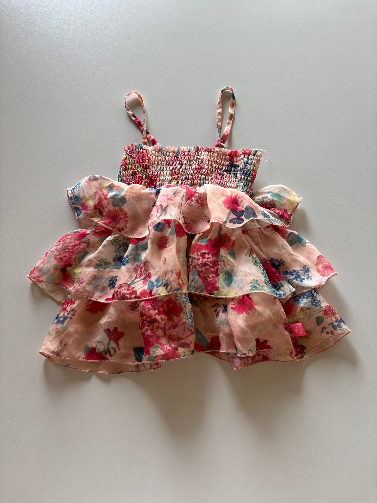 Peach Floral Tiered Tank