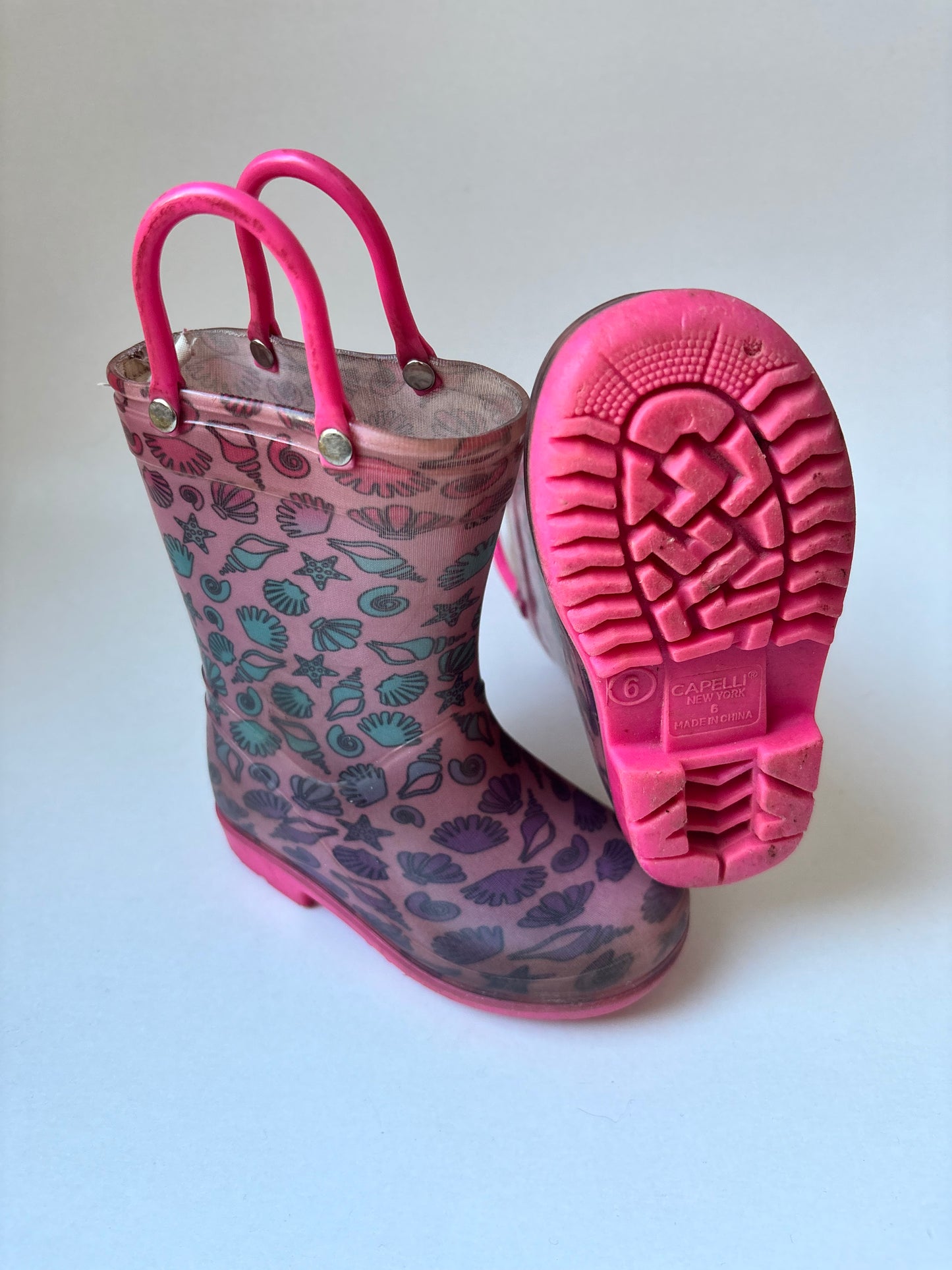 Pink Seashell Rubber Boots