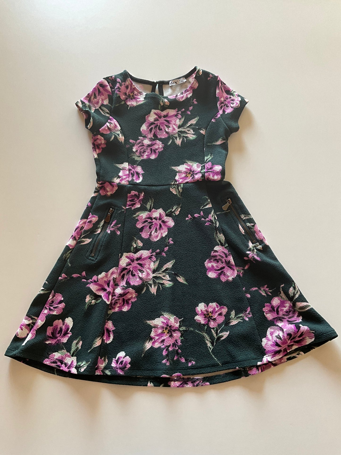 Charcoal & Purple Floral Dress