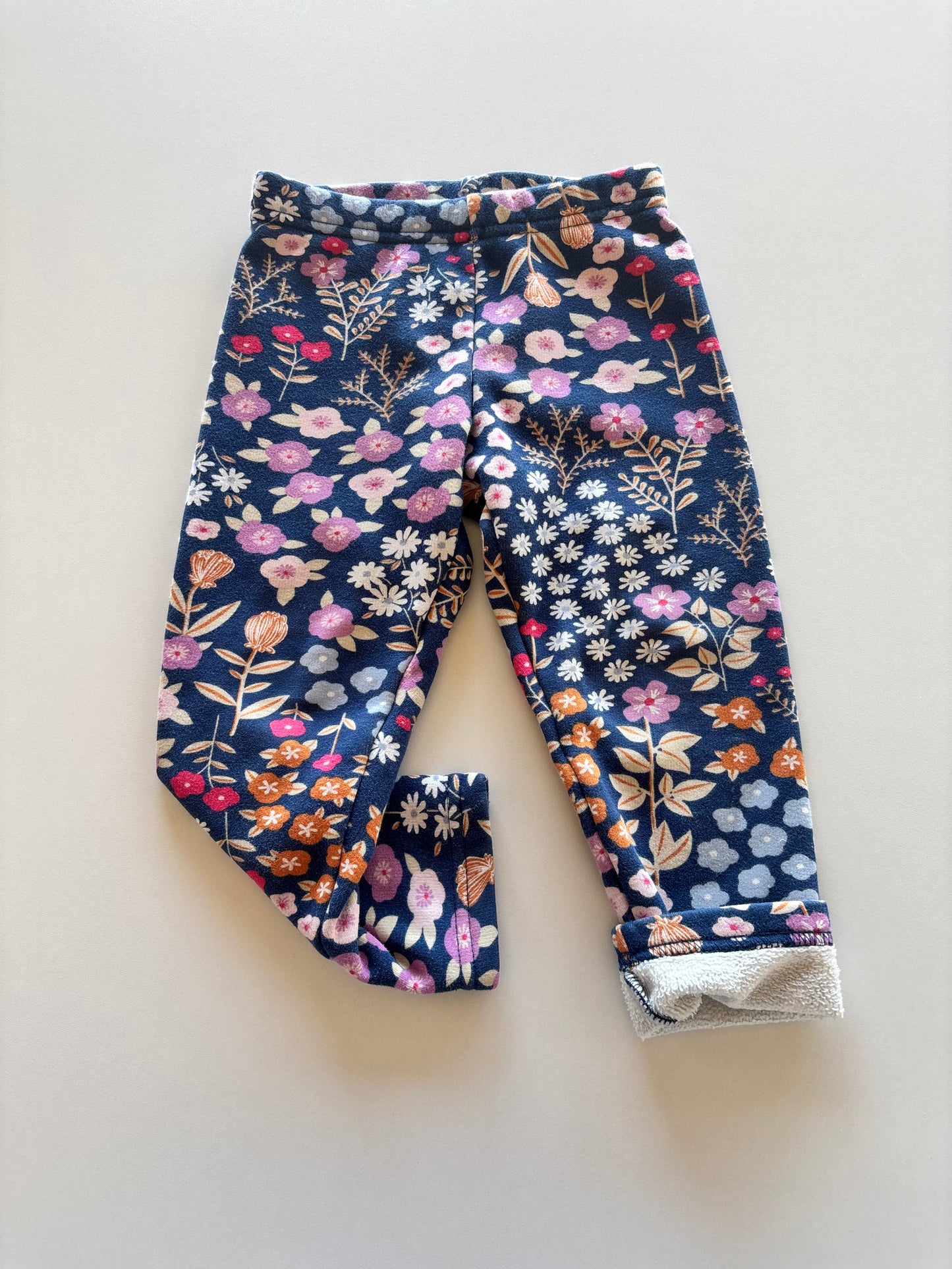 Fleece Lined Blue Floral Leggings