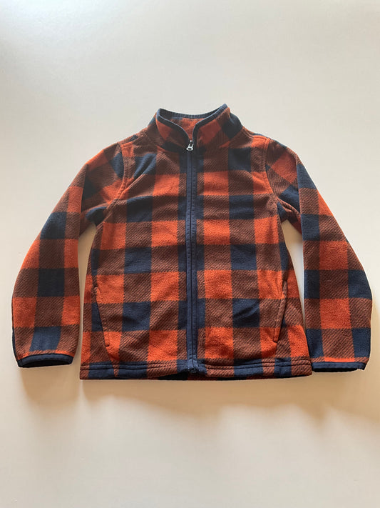 Burnt Orange & Navy Plaid Fleece Zip Up