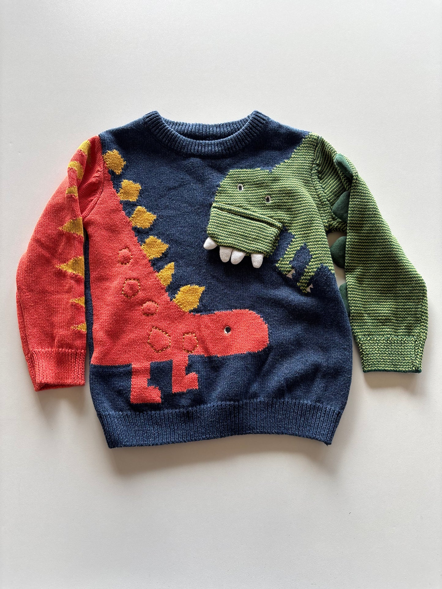 Blue Knit Dinosaur Sweater