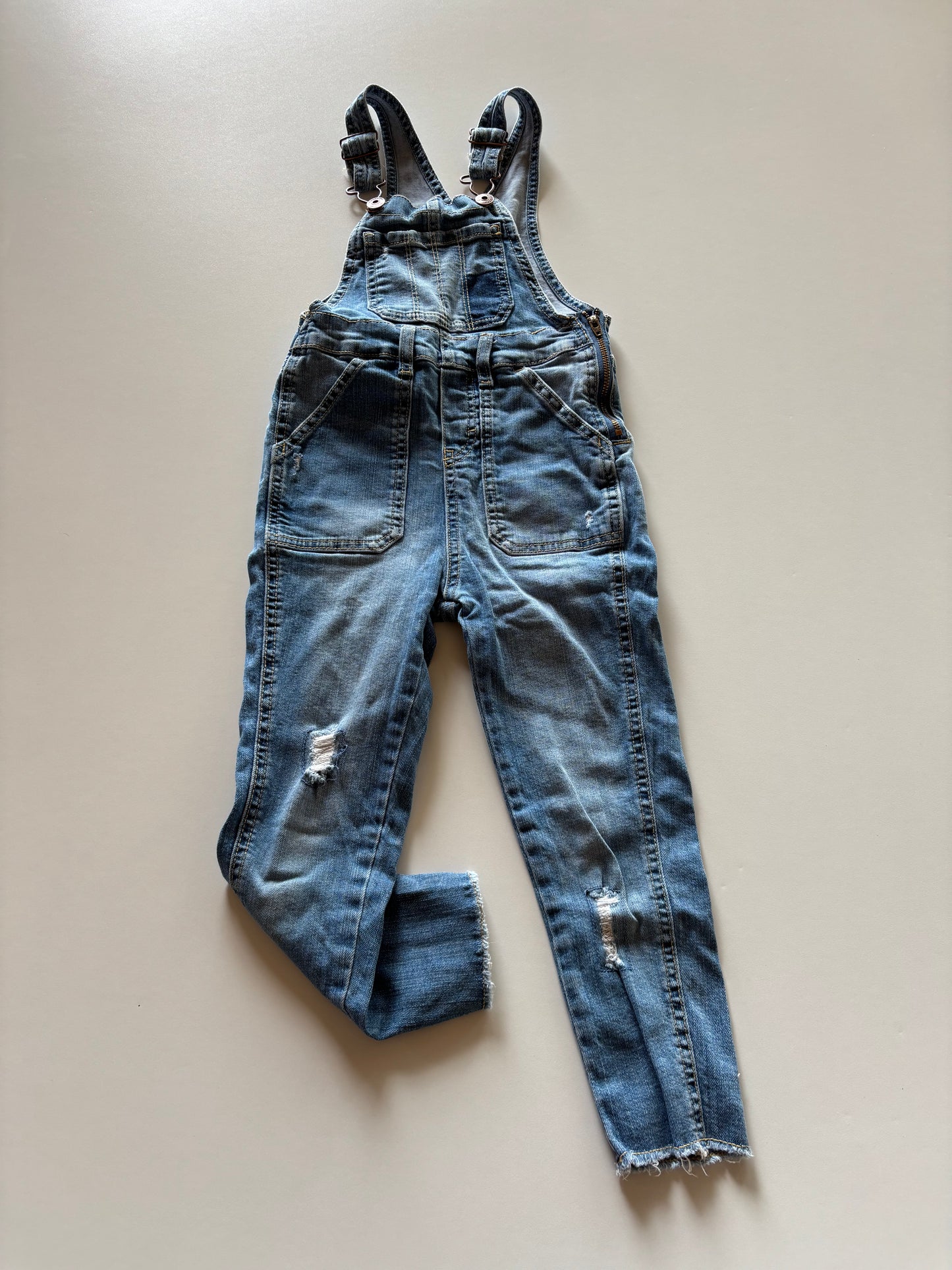 Distressed Denim Overalls