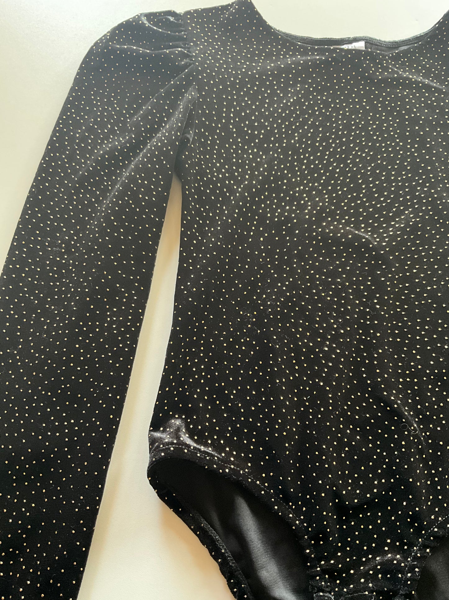 Black & Gold Velour Bodysuit