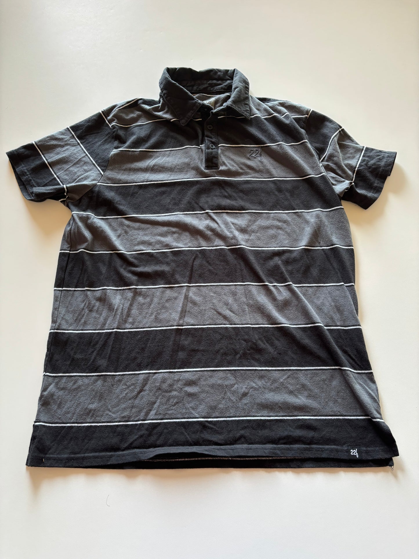 Black & Grey Striped Polo Tee