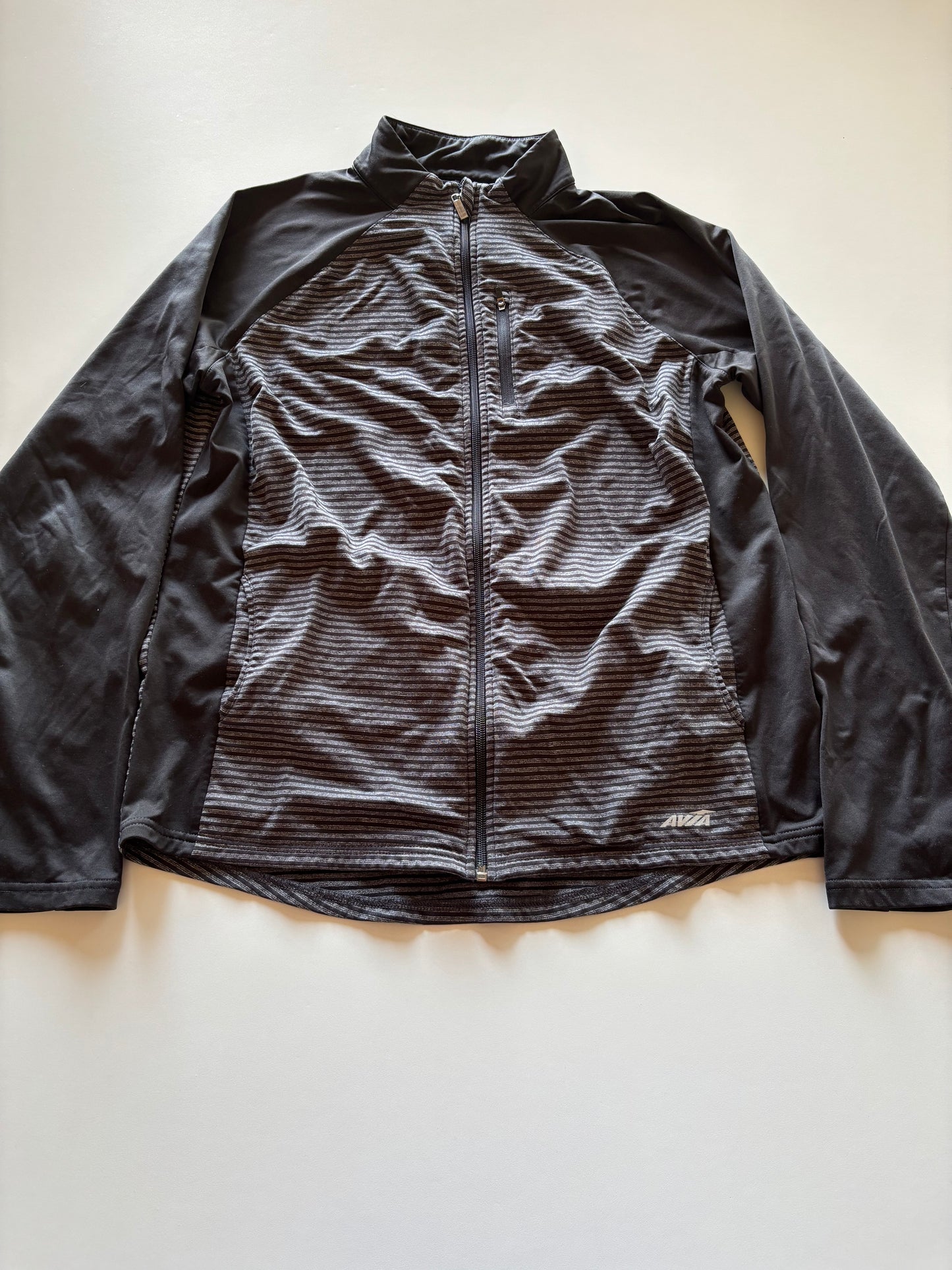 Black & Grey Striped Athletic Zip Up