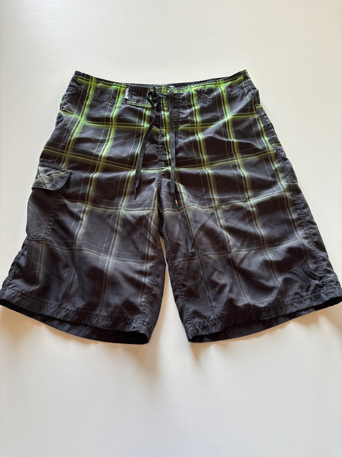 Green Plaid Board Shorts