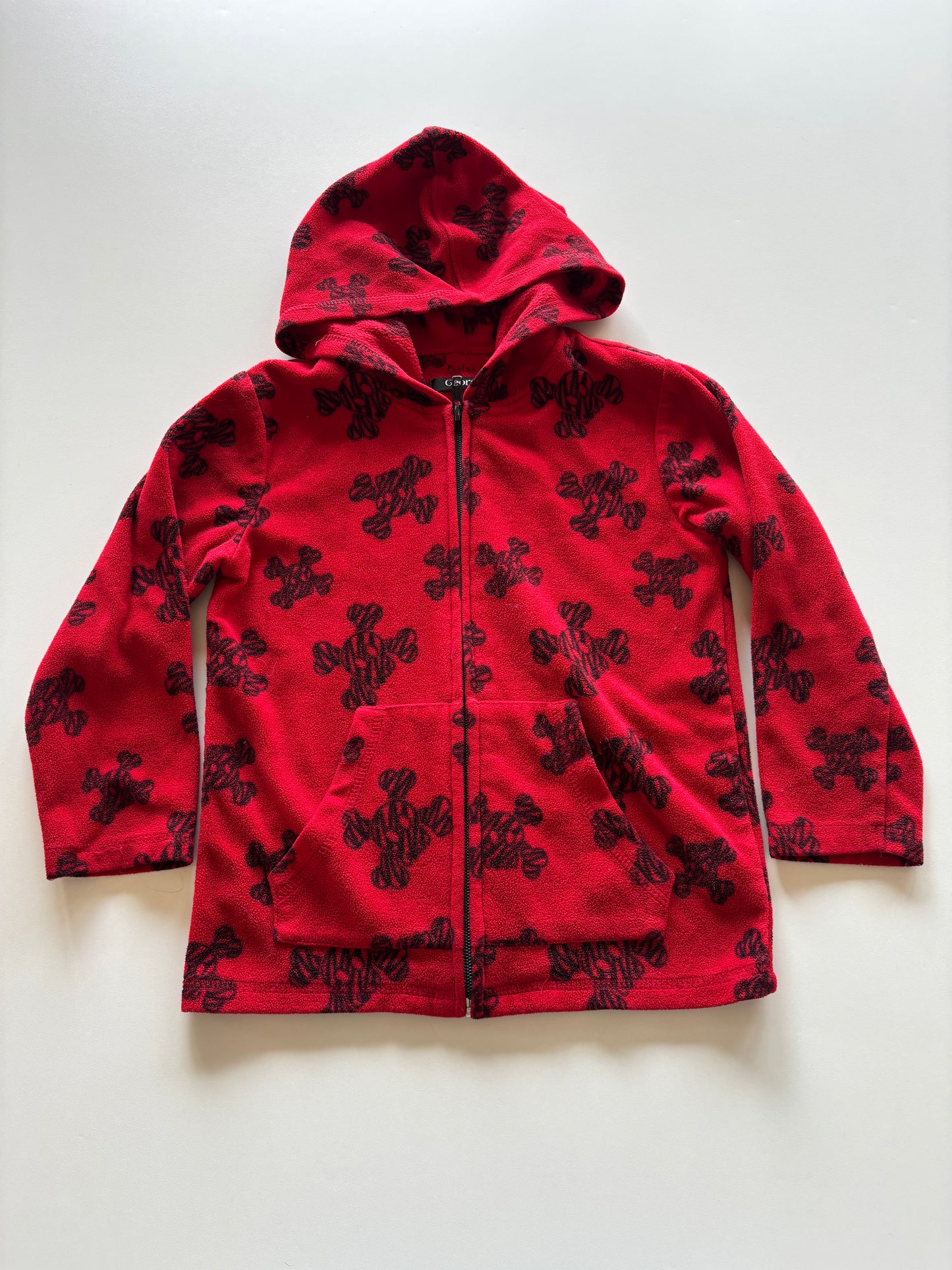 Red Fleece Skull Zip Up Hoodie