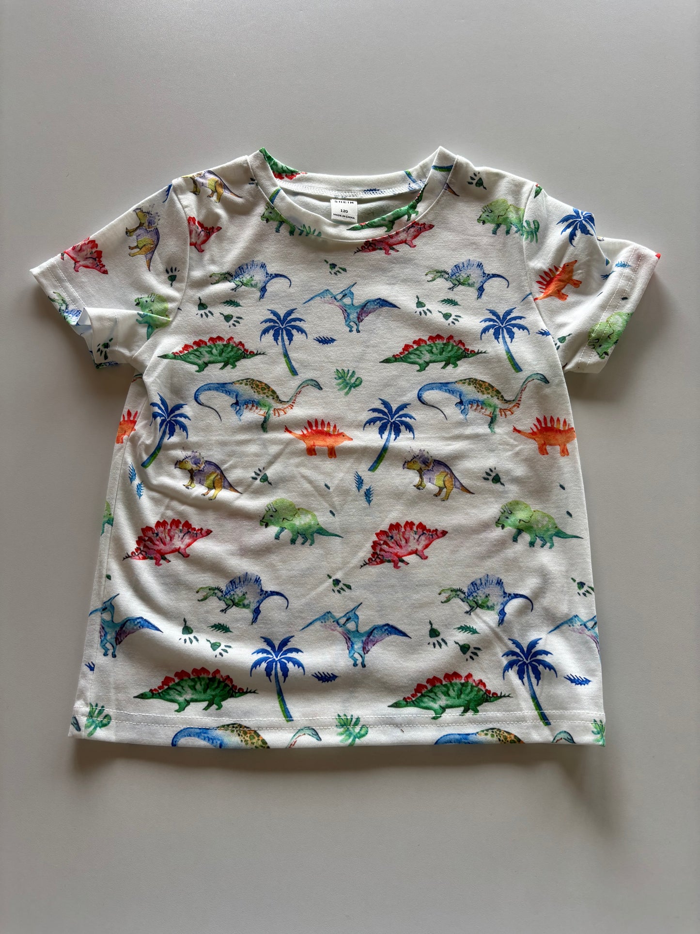 NWOT White Rainbow Dinos Tee