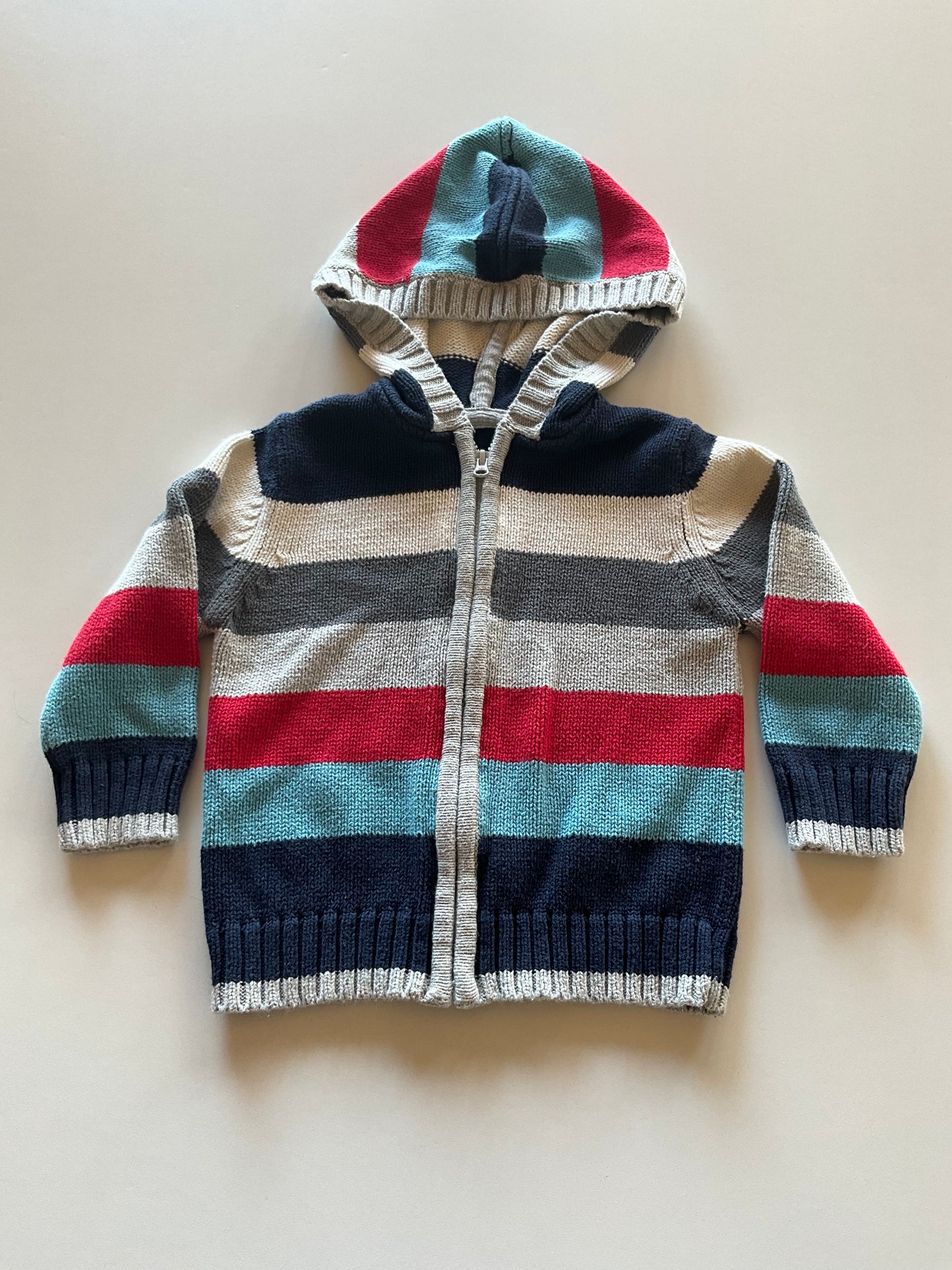Colourful Striped Knit Zip Up Hoodie