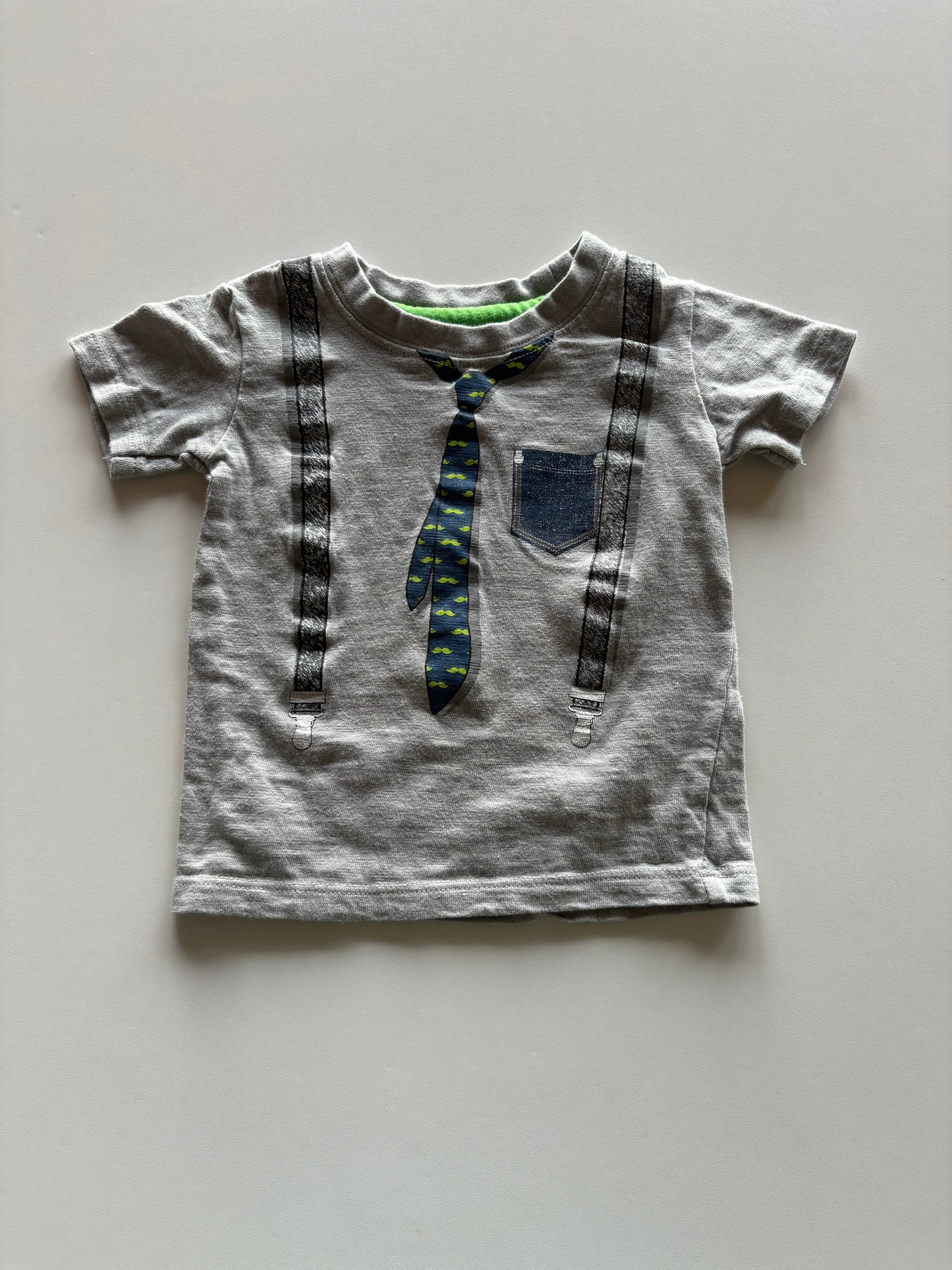Grey Suspenders & Tie Tee