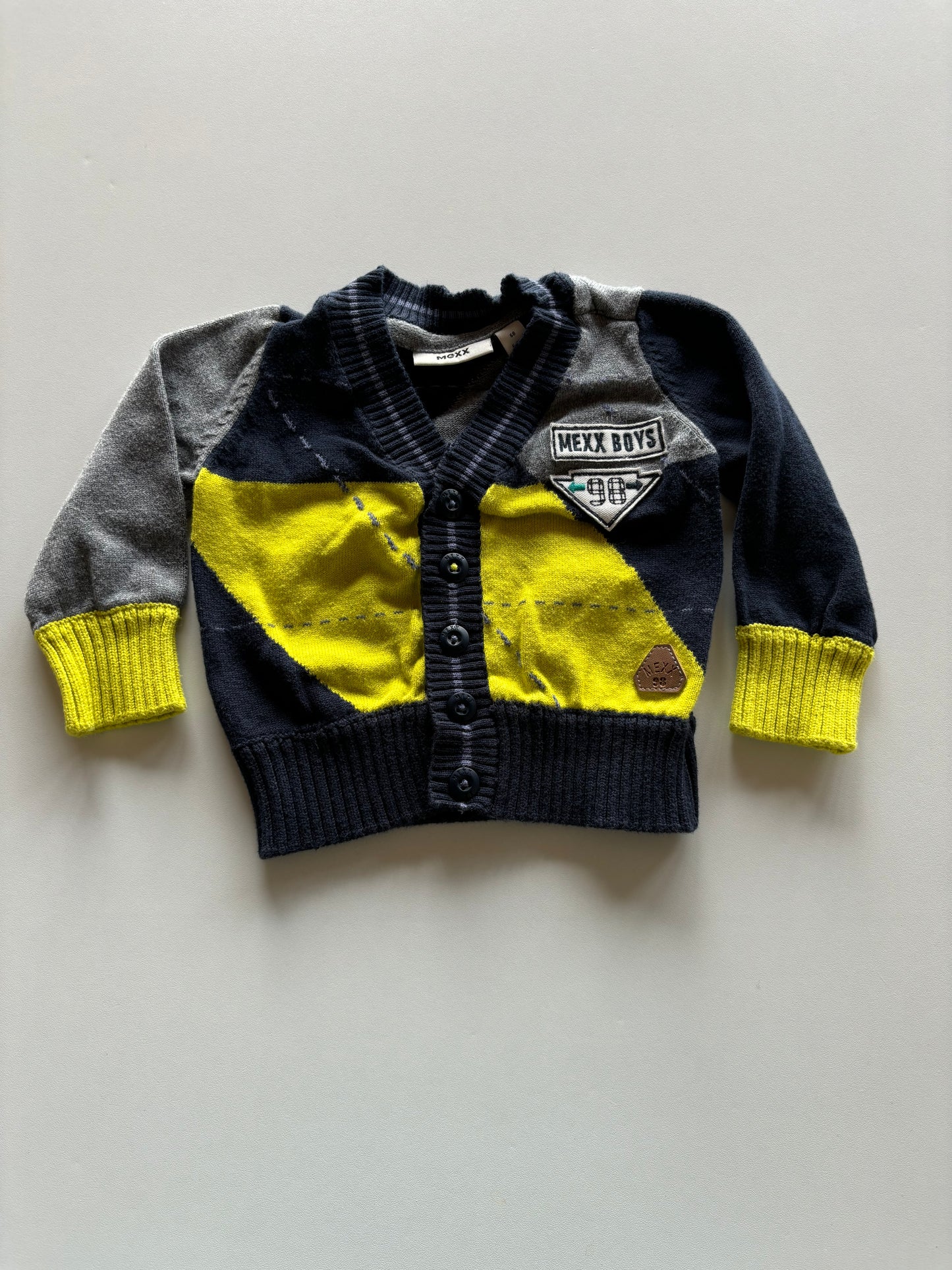 Navy, Grey, & Yellow Cardigan