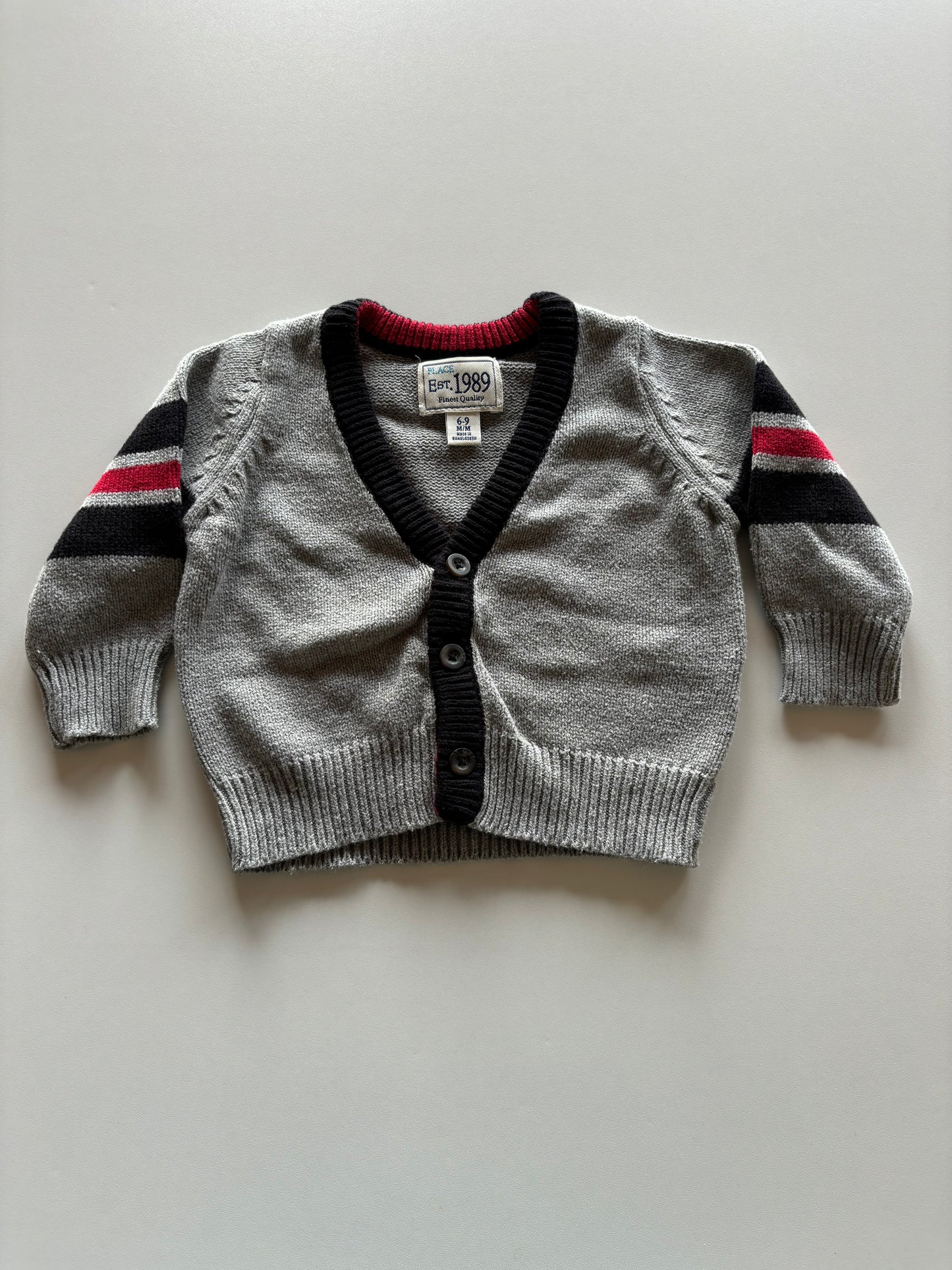 Grey, Black, & Red Cardigan