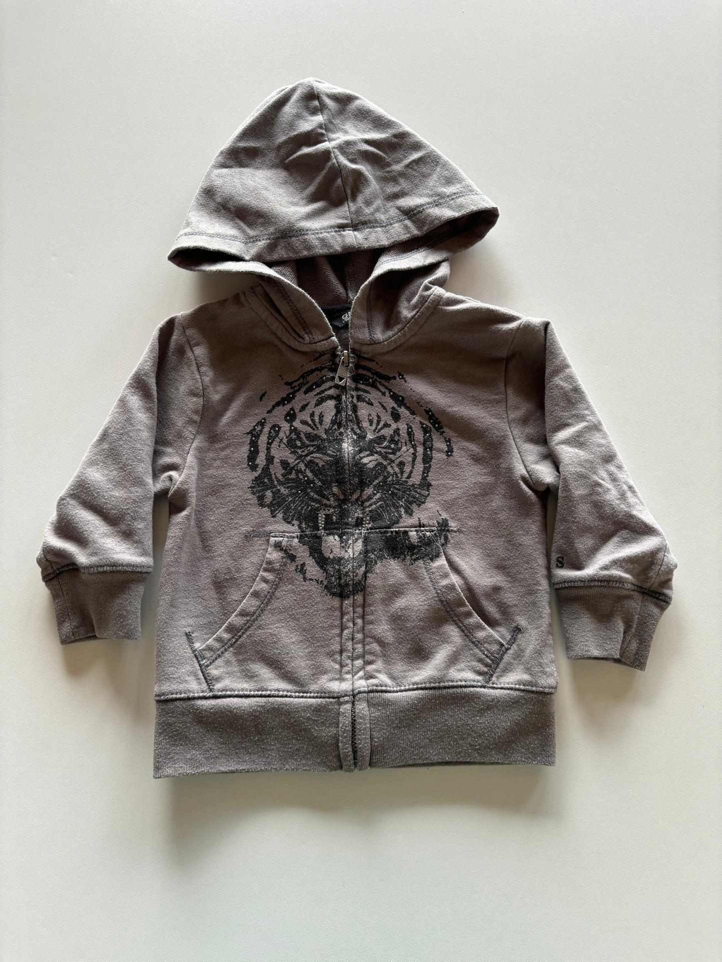 Grey Tiger Zip Up Hoodie