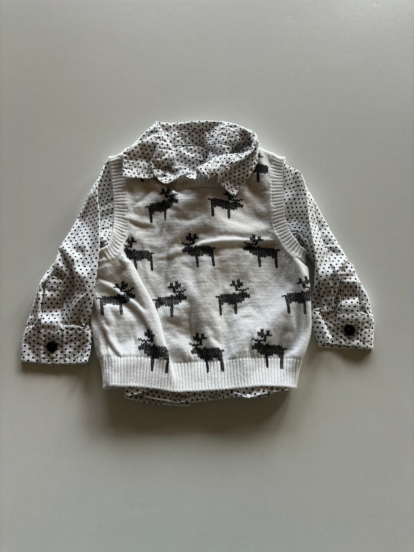 2pc Black & White Dress Shirt