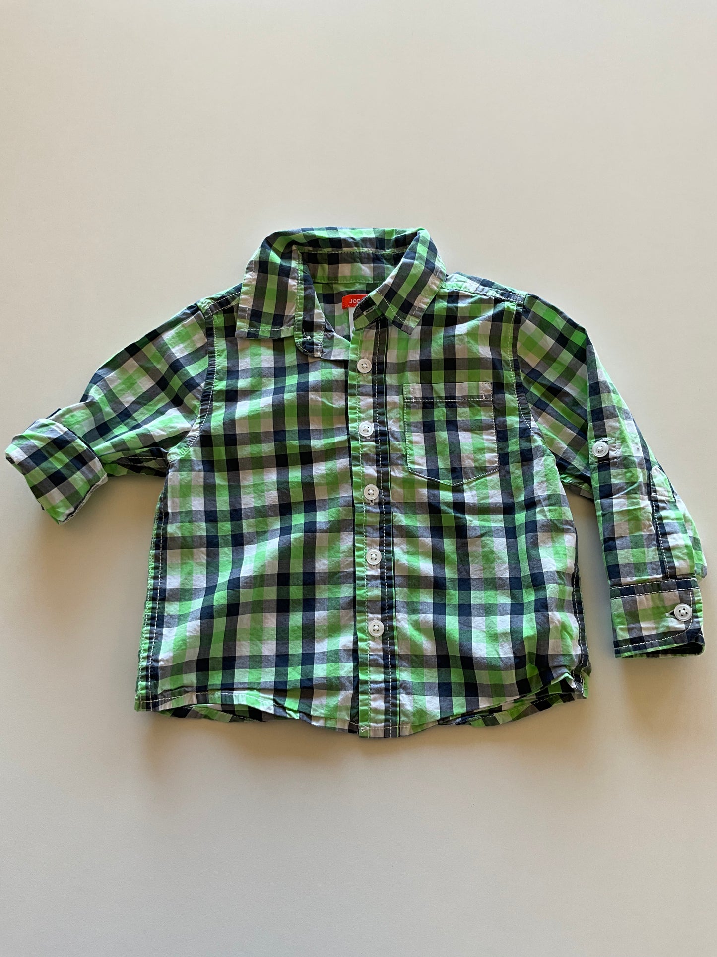 Lime, Navy, & White Plaid Shirt