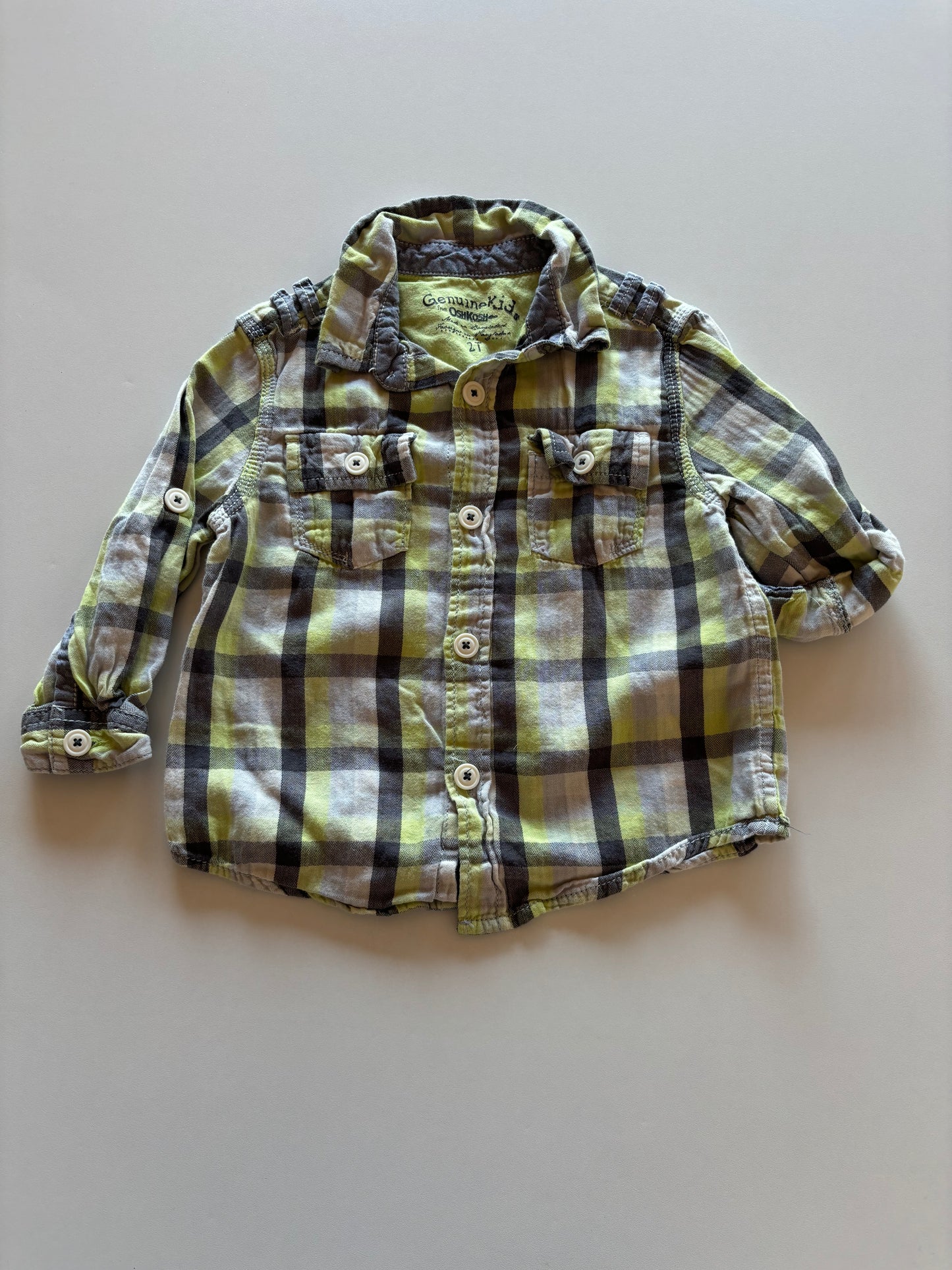 Yellow & Grey Plaid Shirt