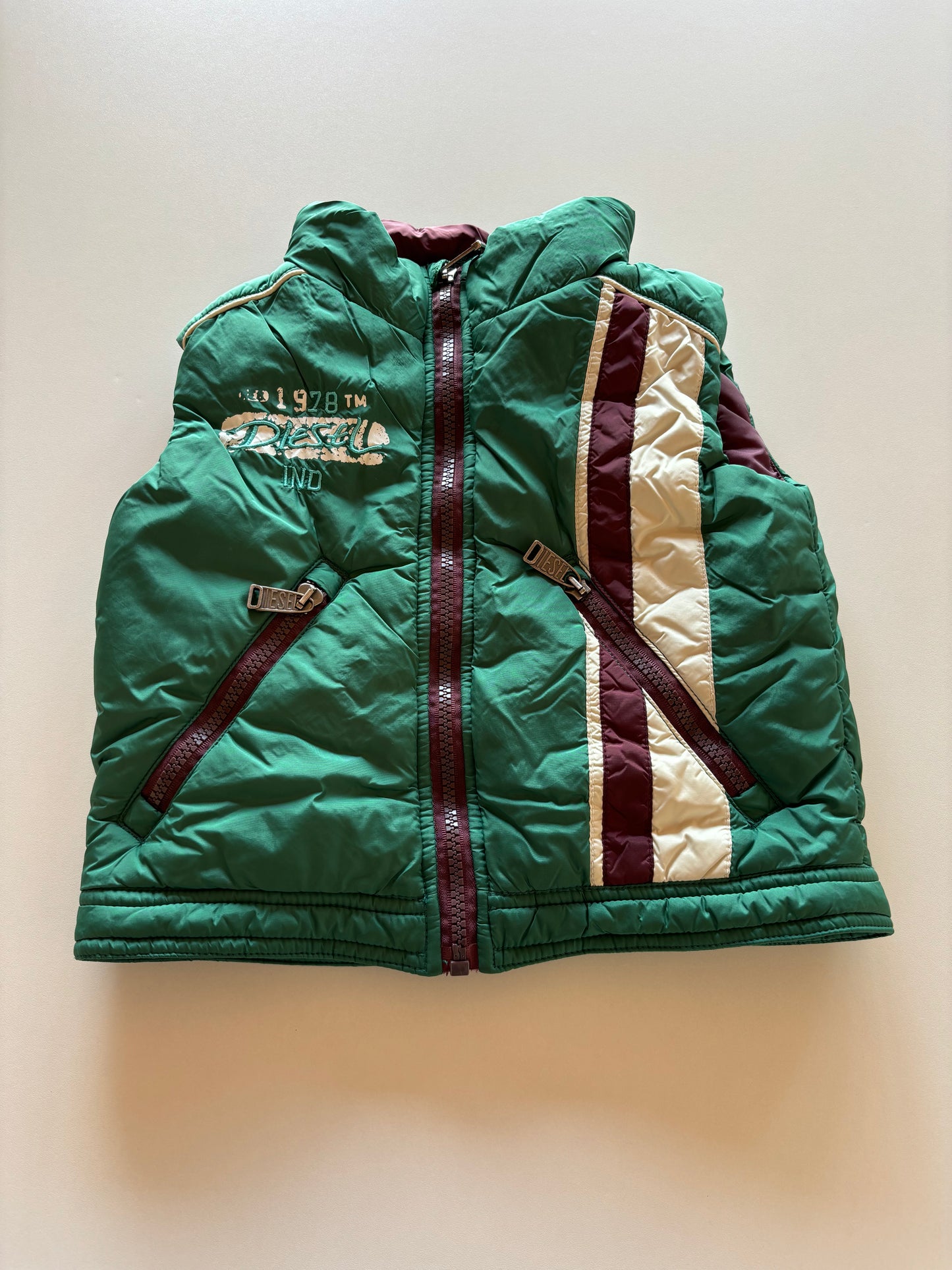 Green & Brown Puffer Vest