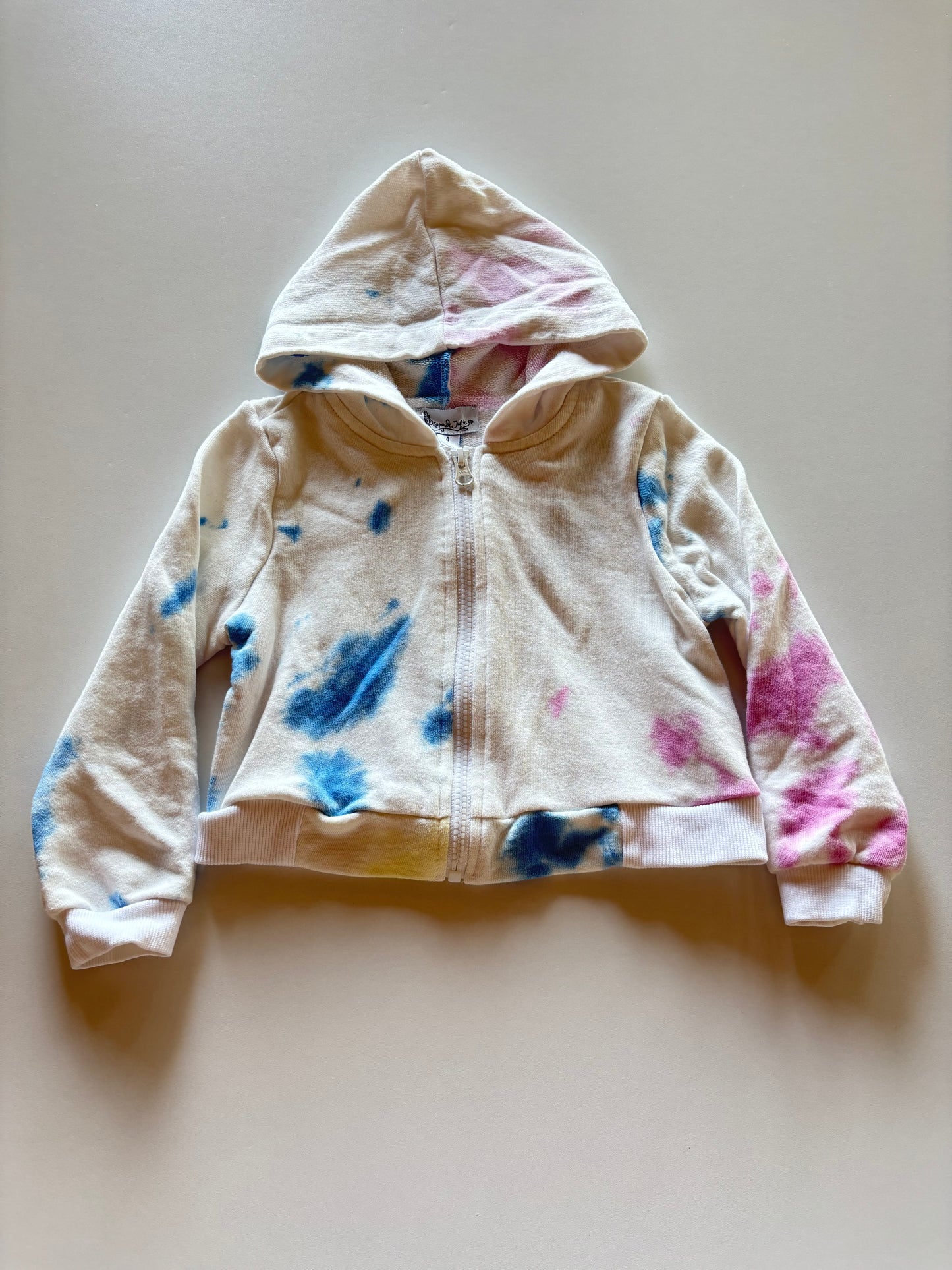 White Tie Dye Zip Up Hoodie