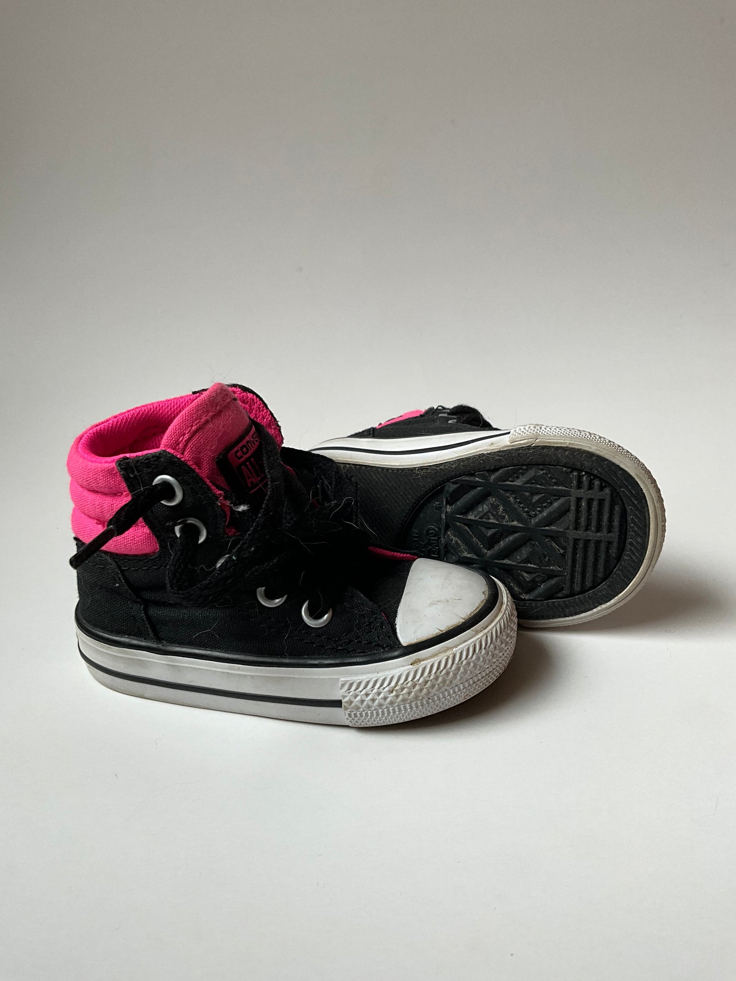 Black & Pink Converse High Tops