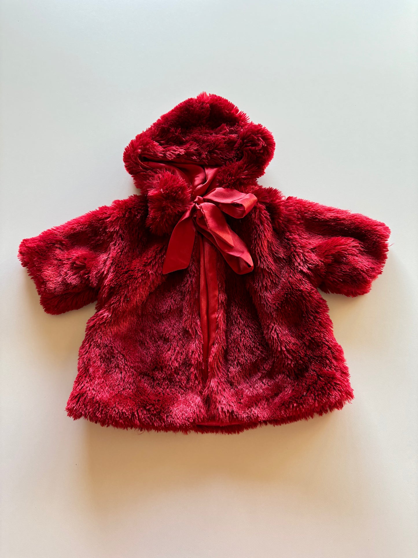 Red Fuzzy Hooded Cardigan