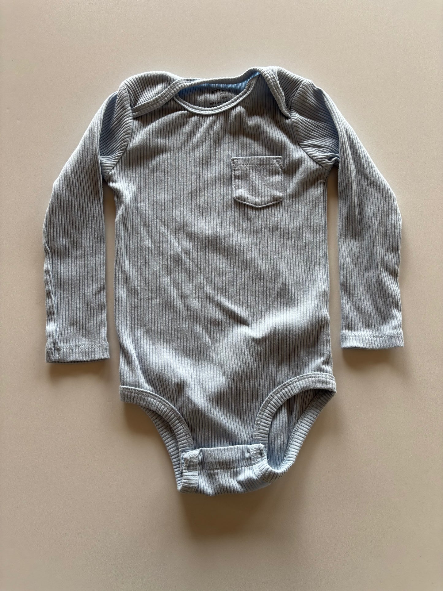 Blue Ribbed Pocket Onesie