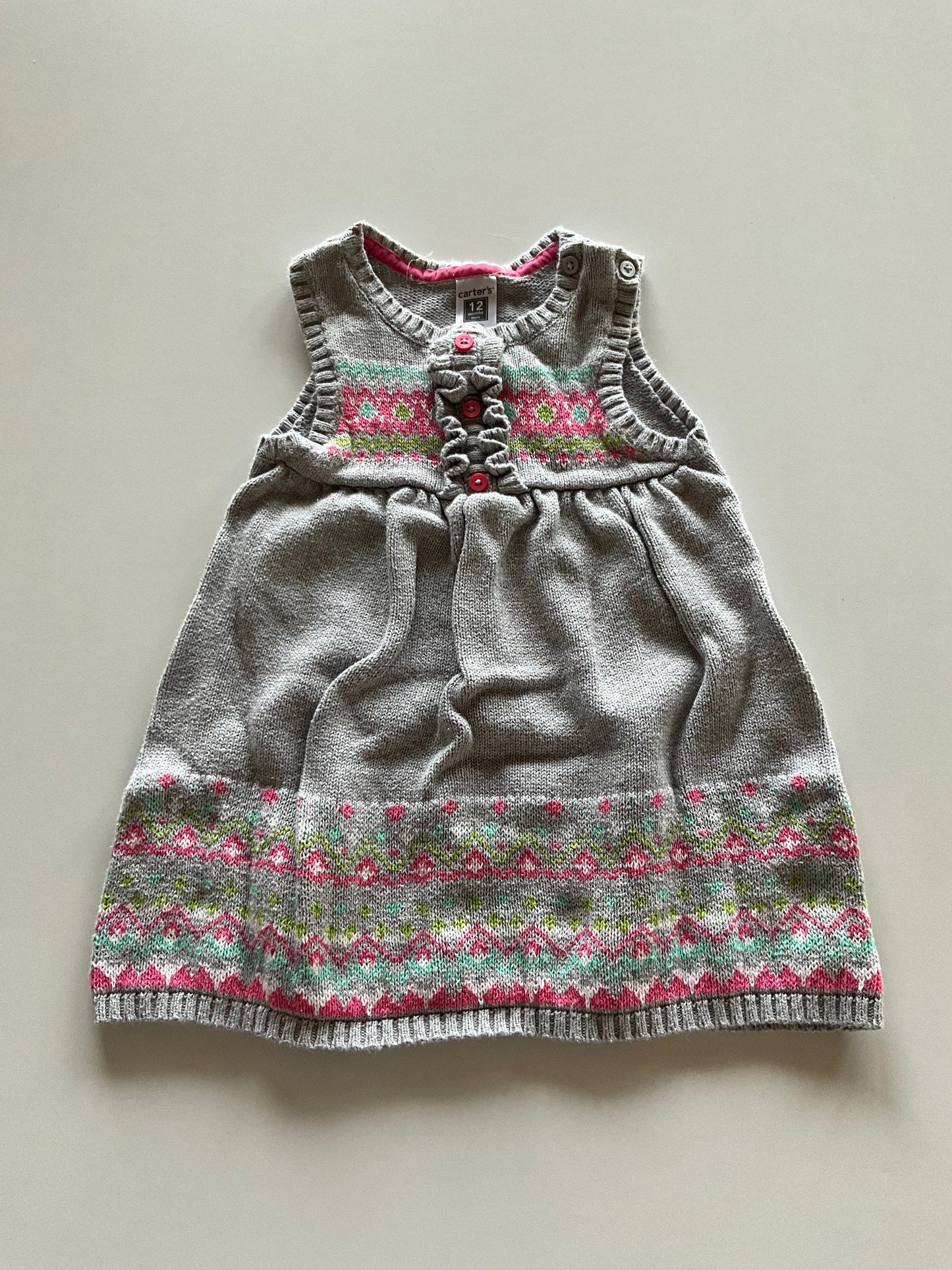 Grey Knit Sweater Vest Dress