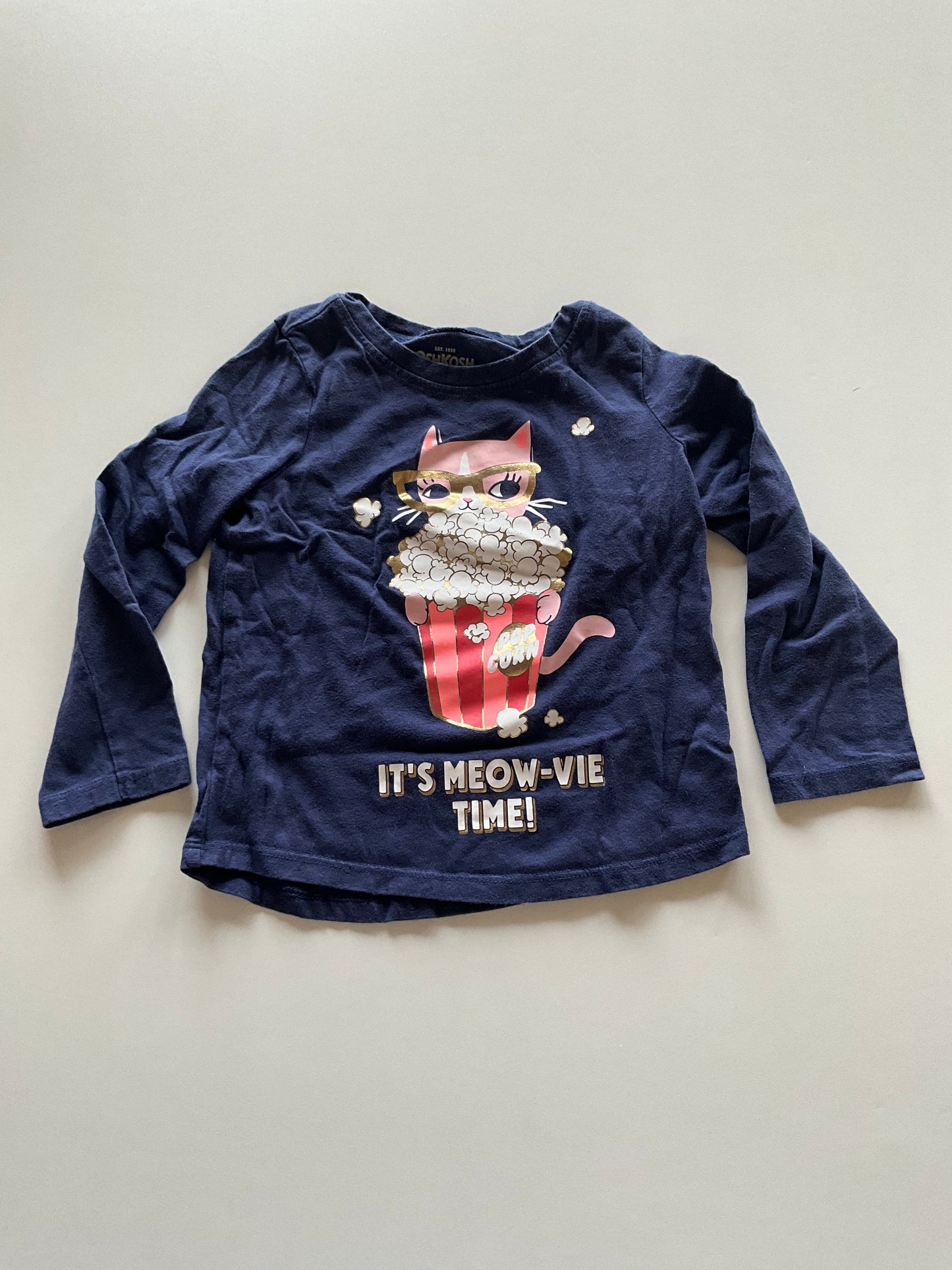 Navy Cat & Popcorn Shirt