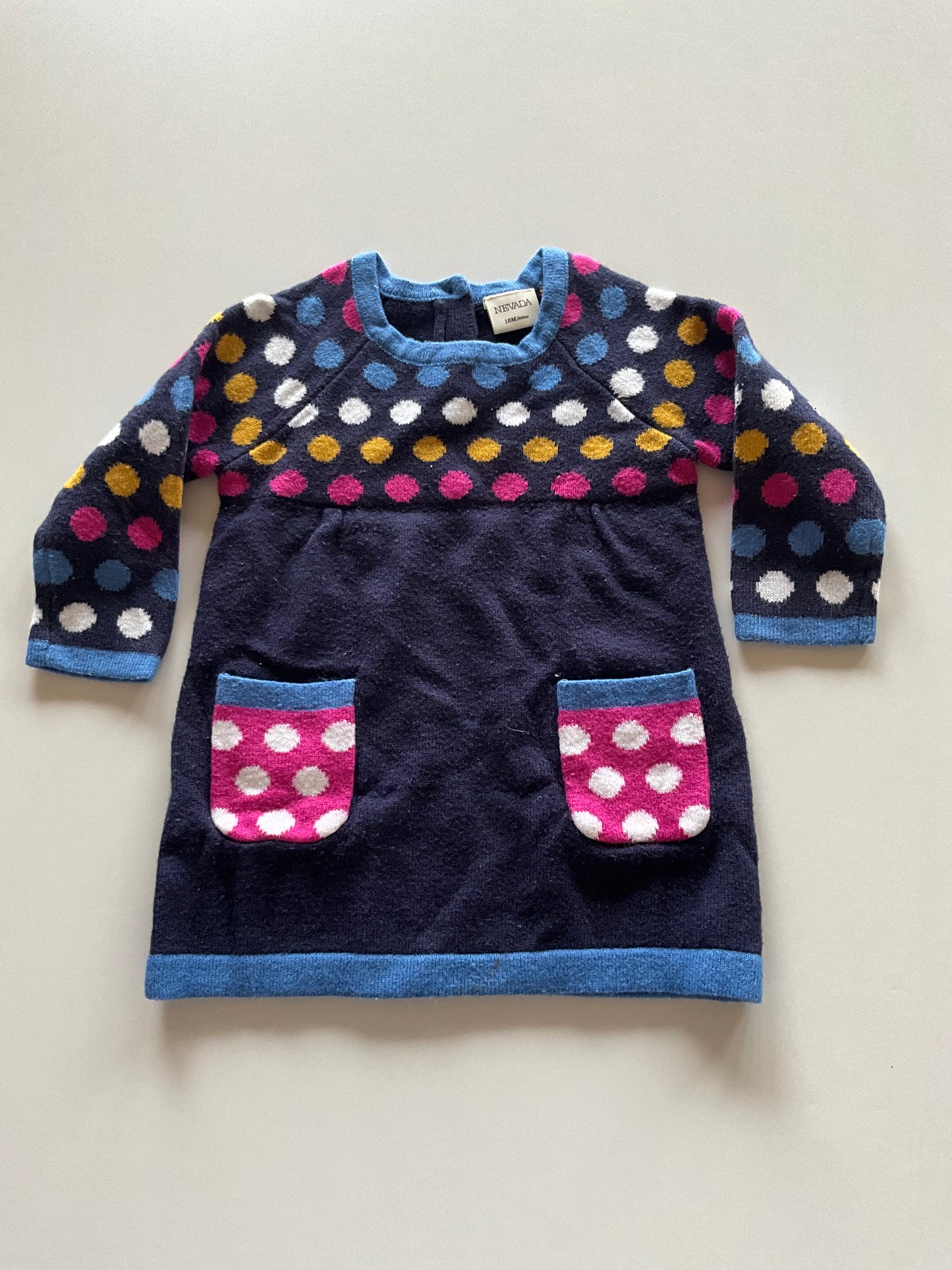 Navy Polka Dot Knit Dress