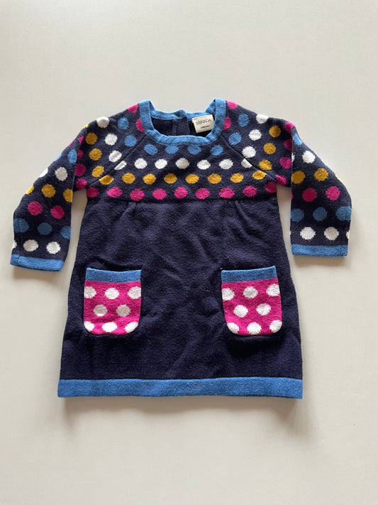 Navy Polka Dot Knit Dress