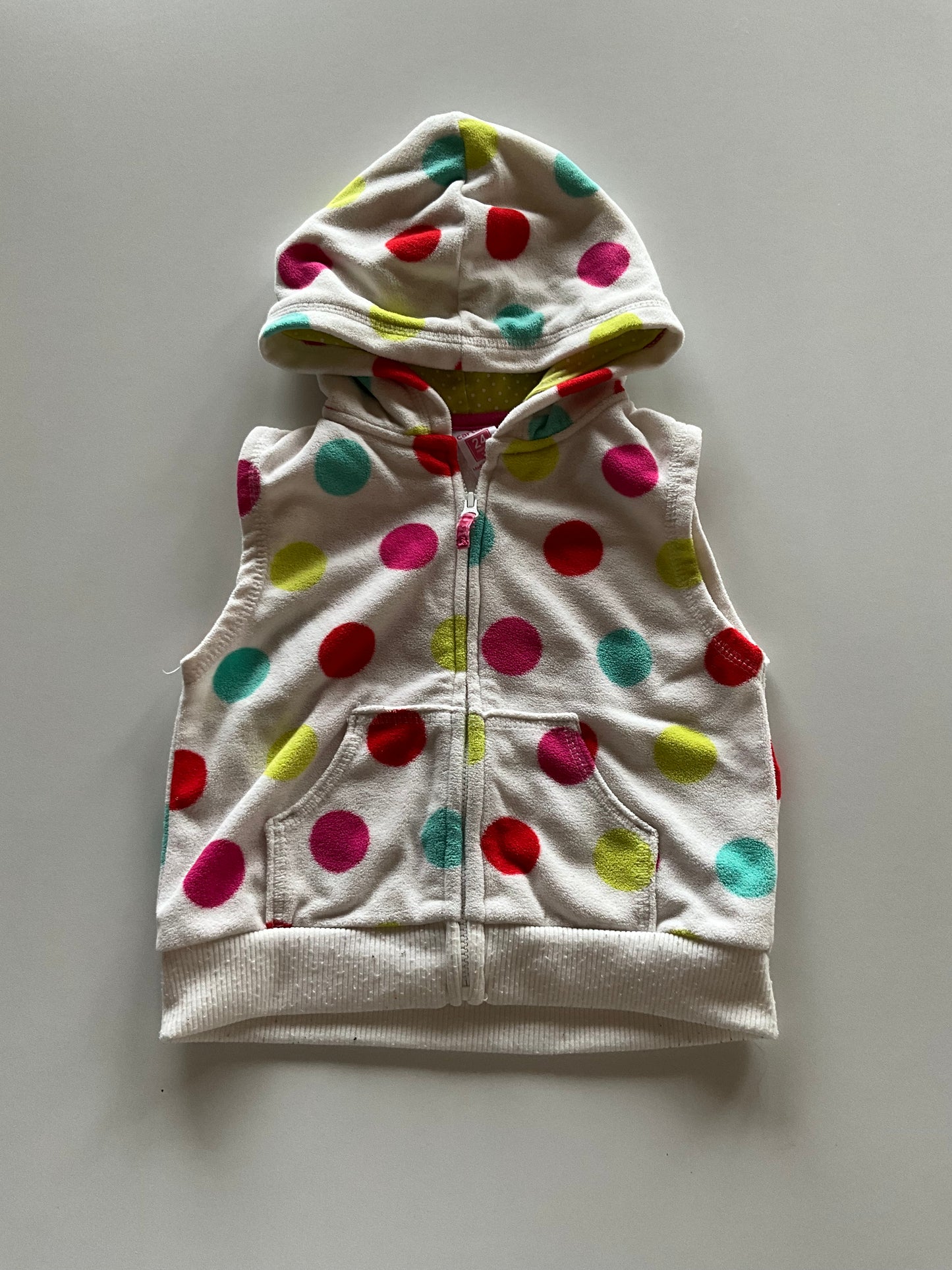 White w/ Polka Dot Fleece Vest