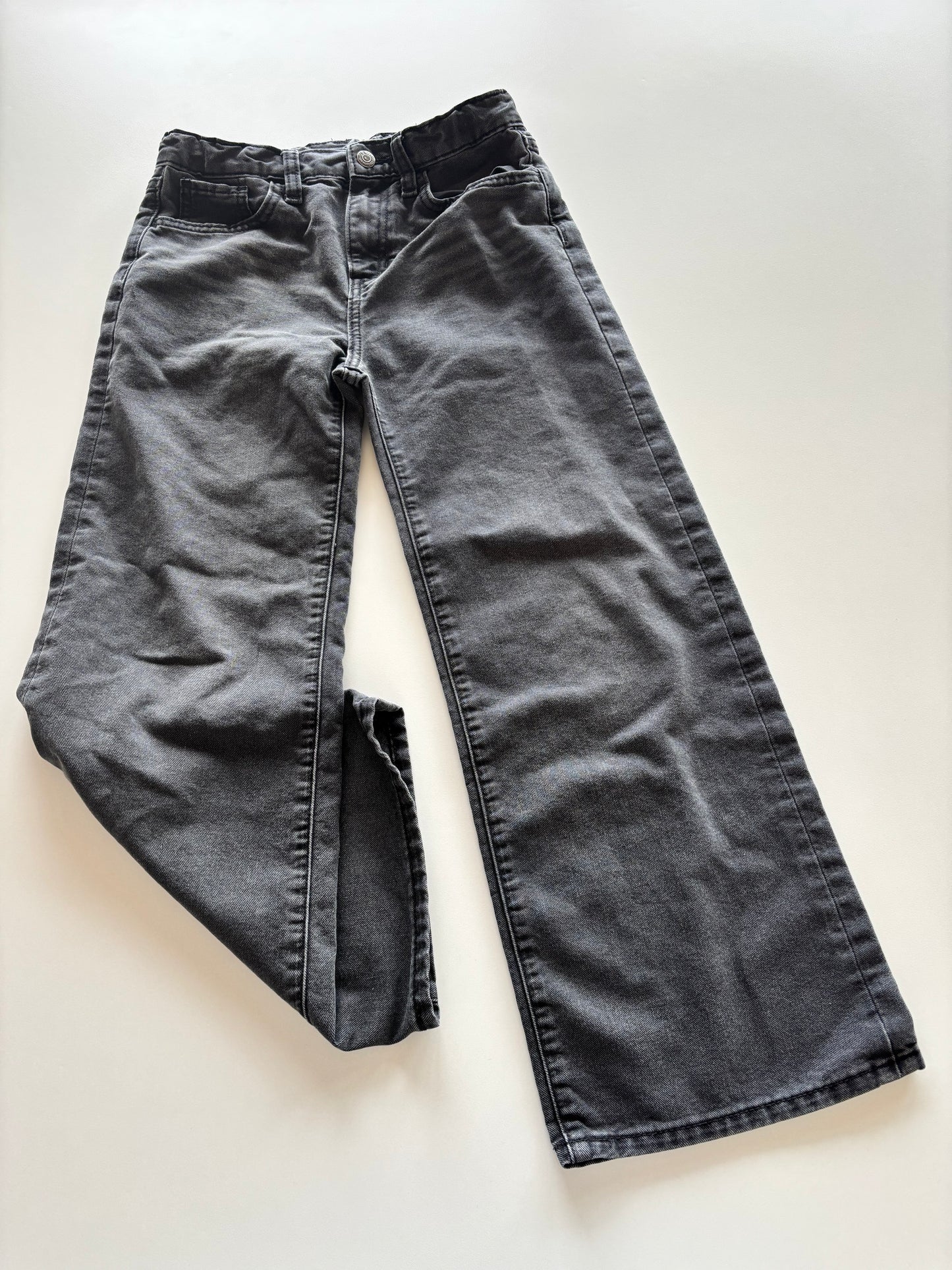 Grey High Rise Wide Leg Denim