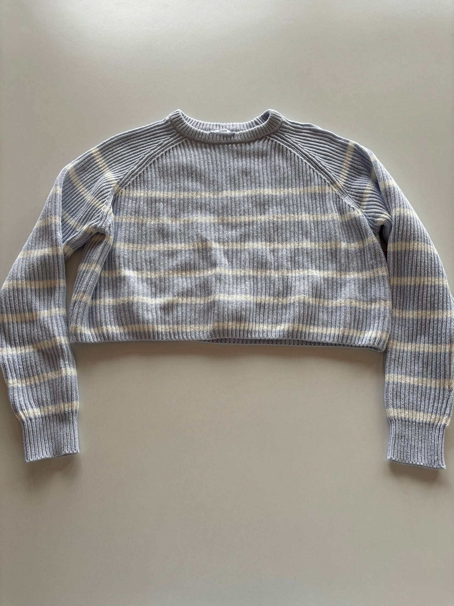 Purple & White Striped Knit Cropped Sweater