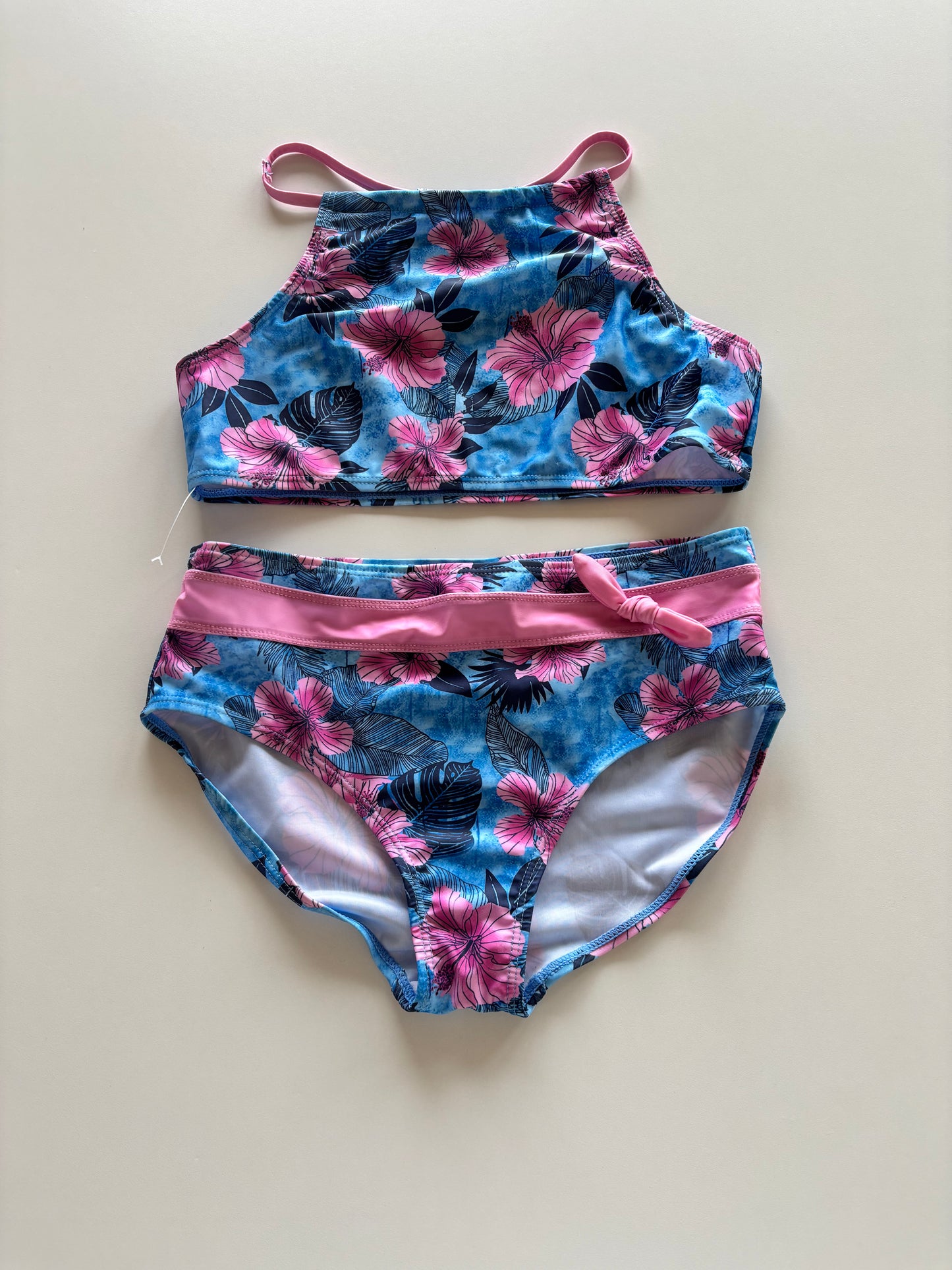 NWPT 2pc Blue & Pink Floral Swim Suit