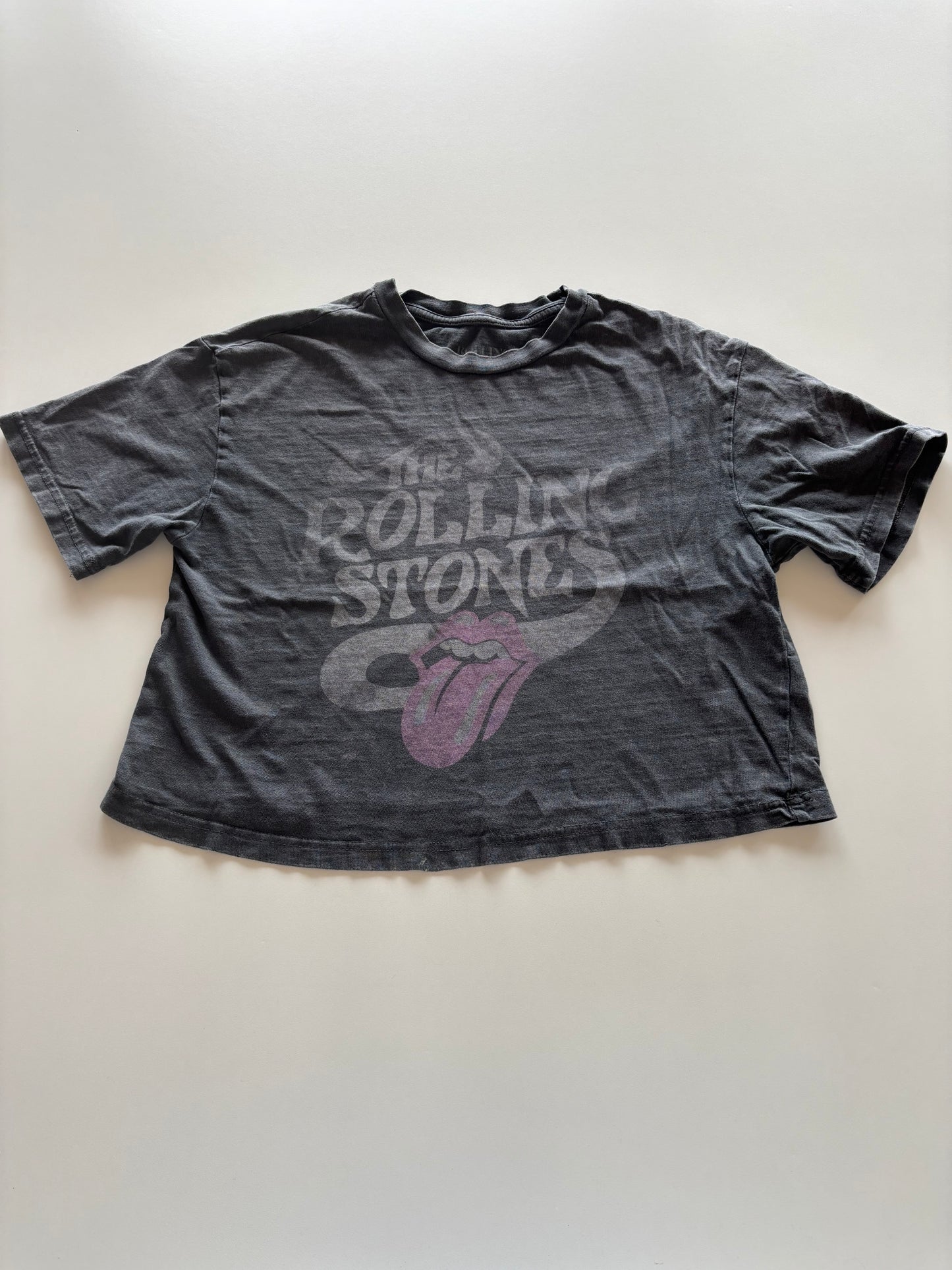 Faded Cropped Rolling Stones Tee