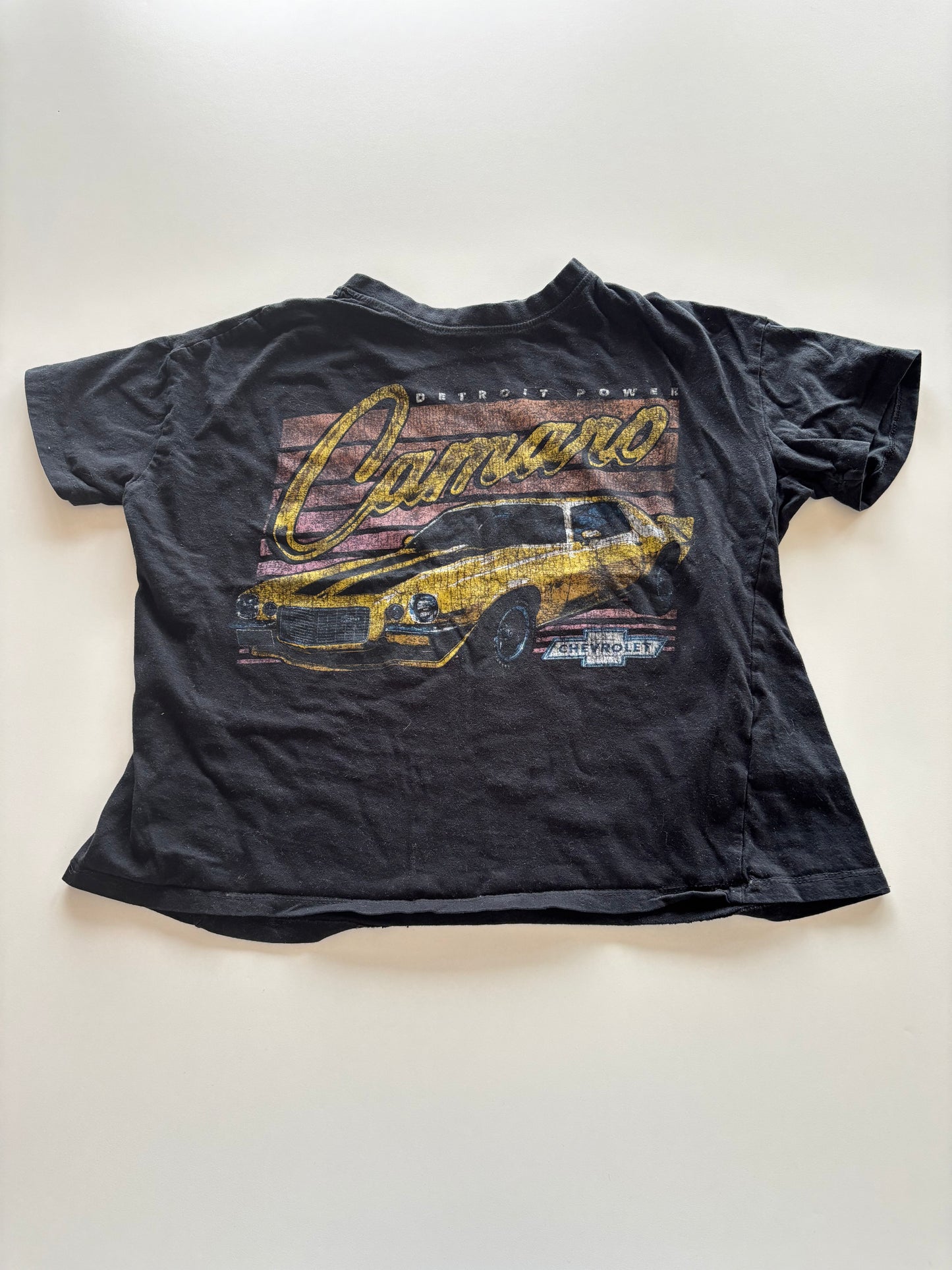Black Faded Cropped Camaro Tee