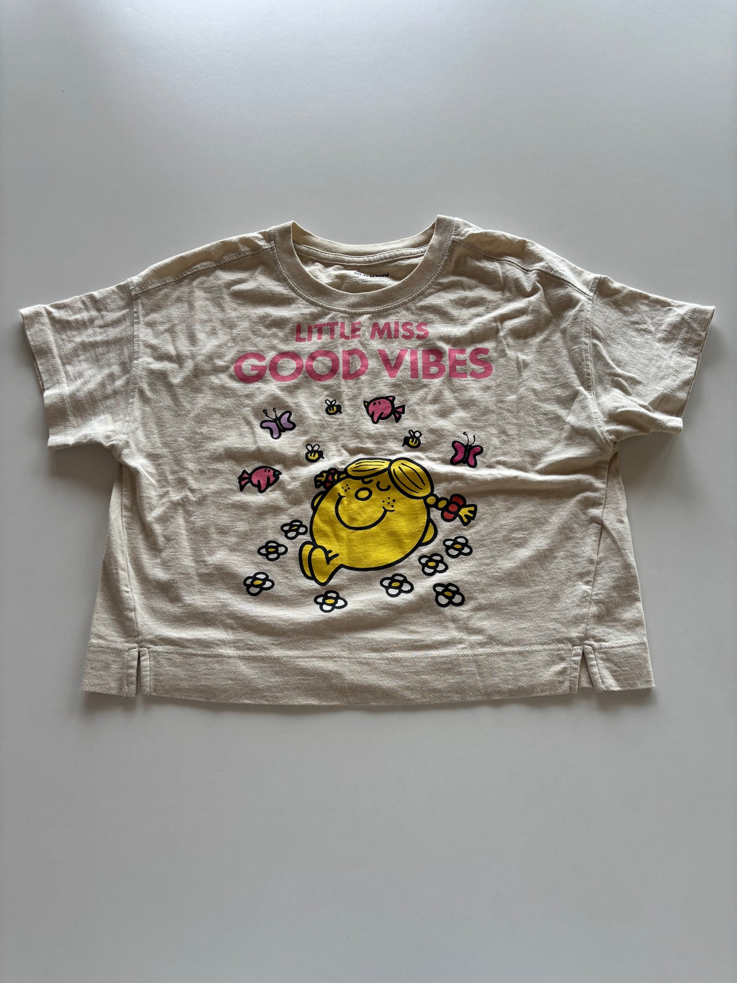Almond Little Miss Good Vibes Cropped Tee